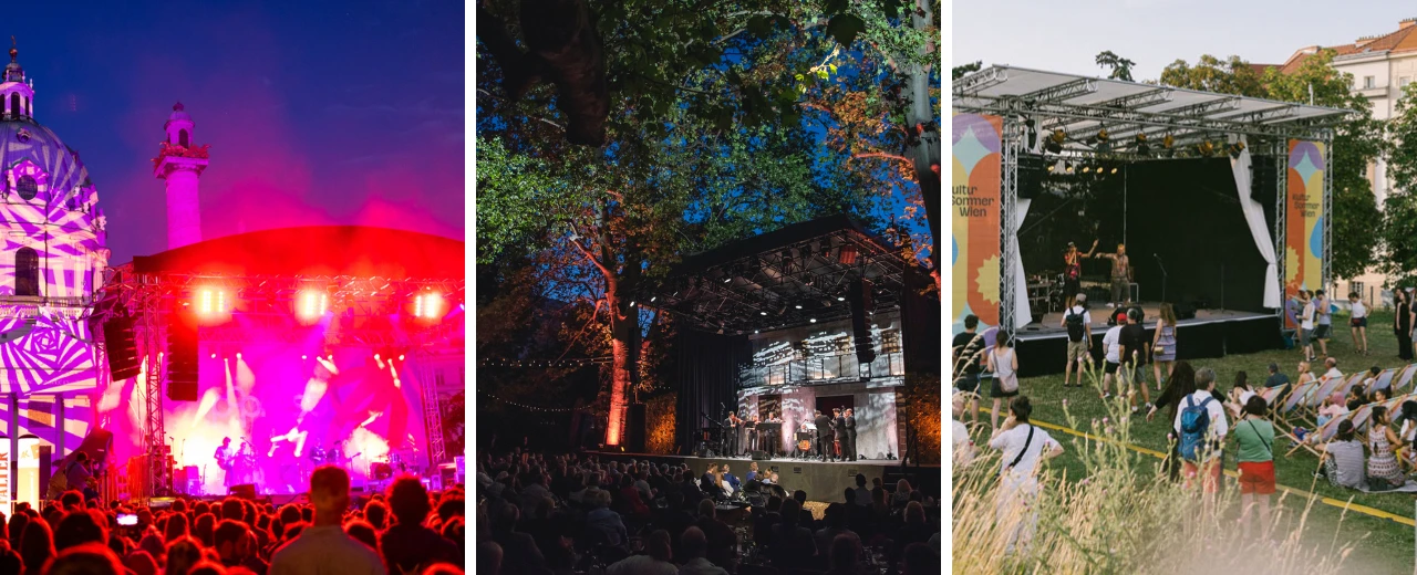 © Franz Reiterer, Lukas Fassl, Stehlik Headerbild: Drei Open-Air-Konzerte beim Kultur-Juli in Wien.  Live Musik, verschiedene Locations.