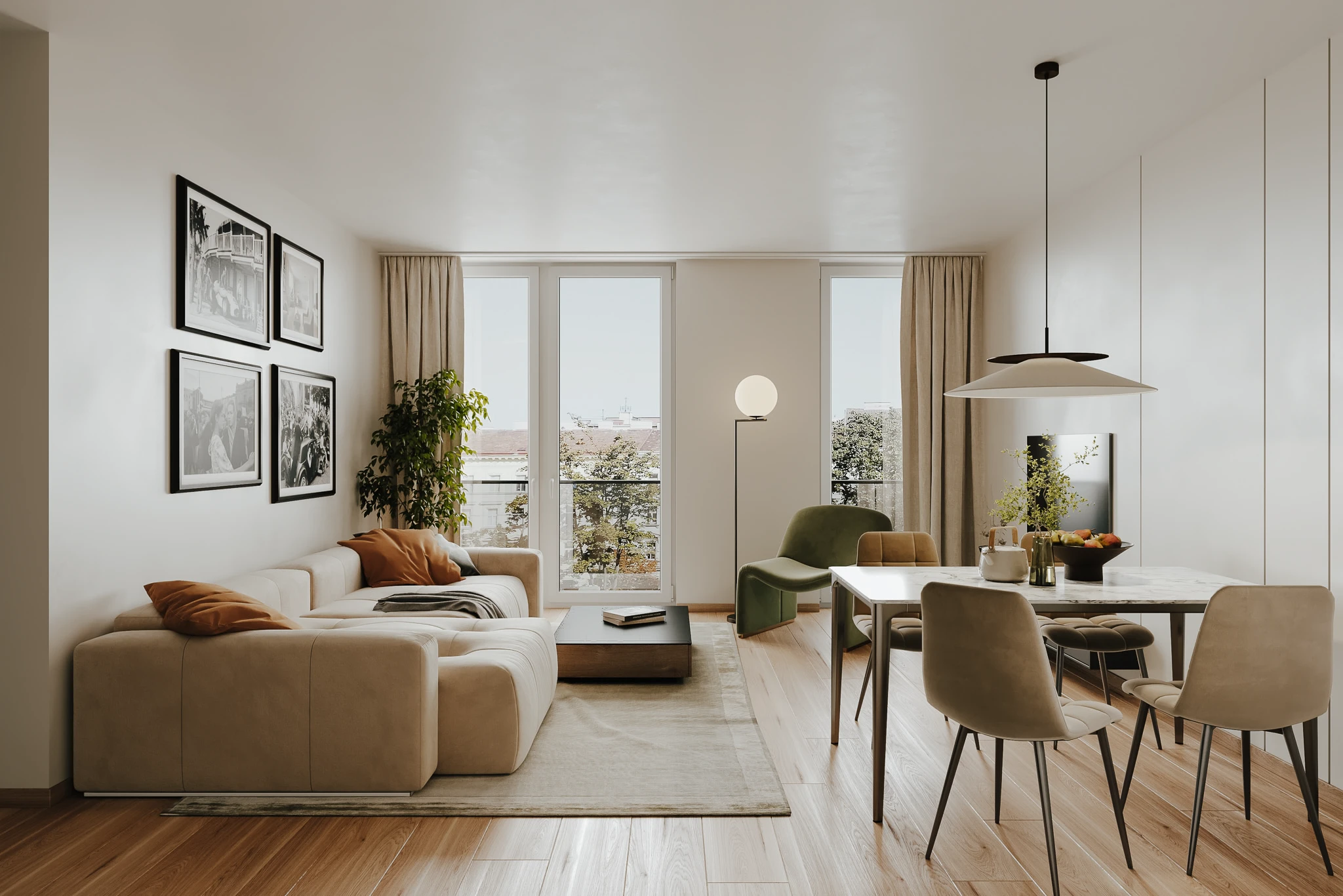Wohnzimmer im Bauherrenmodell am Währinger Gürtel 134, 1090 Wien