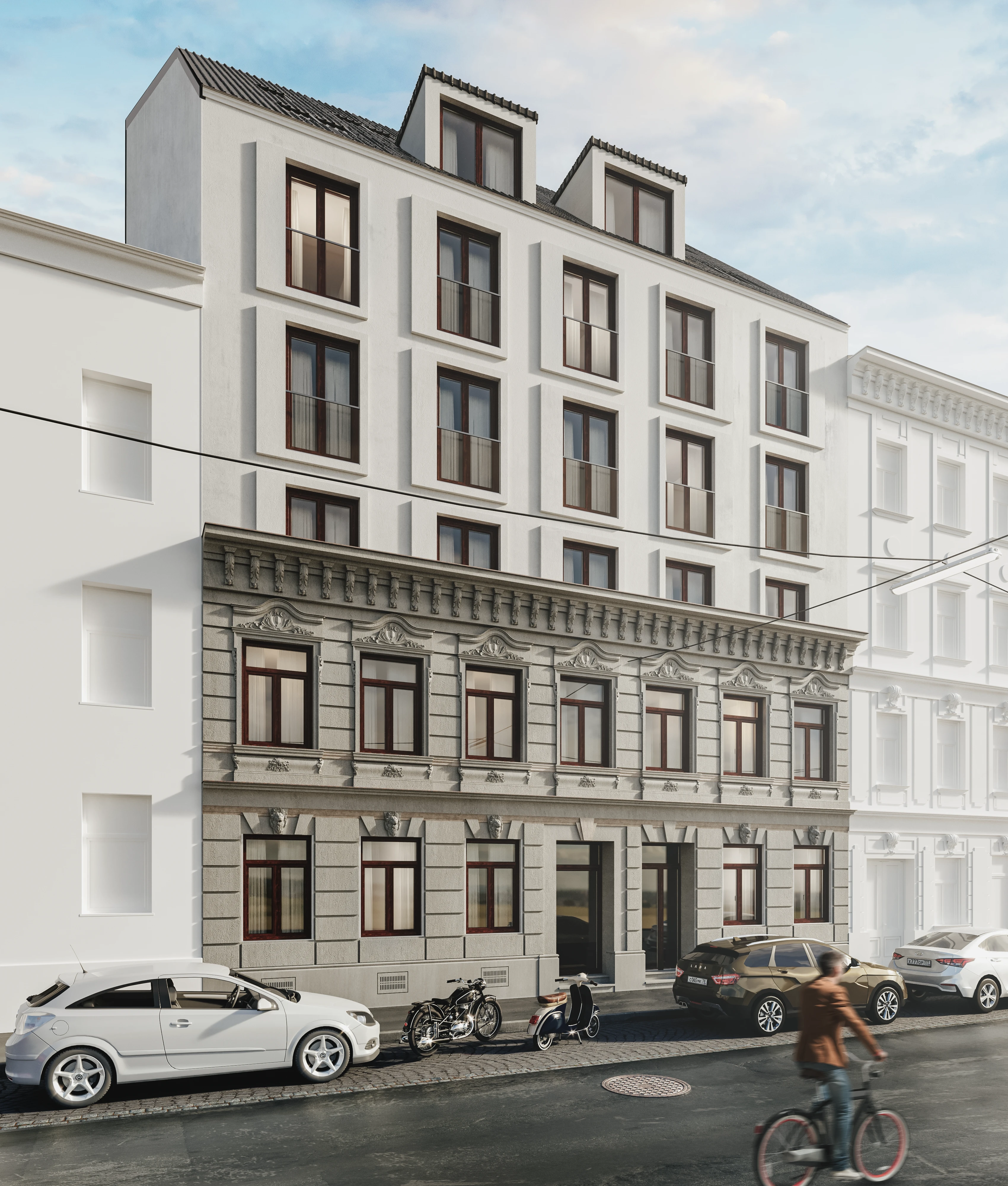 Straßenfassade Rendering Projekt O'Briengasse 50 Wien Wohninvestment