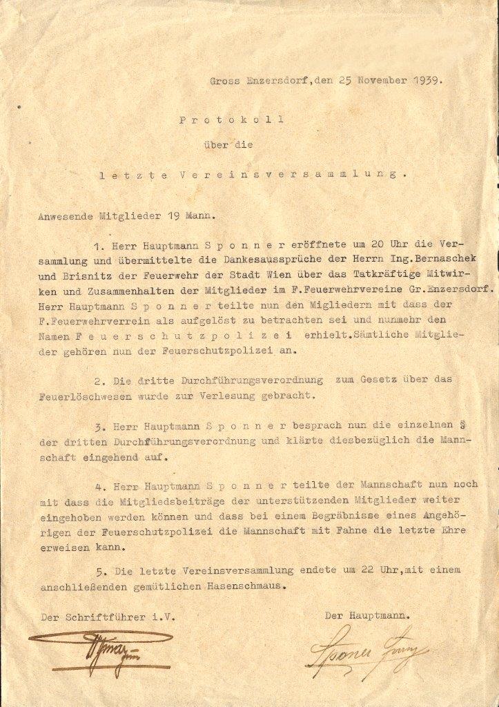 Letztes Protokoll, 1939