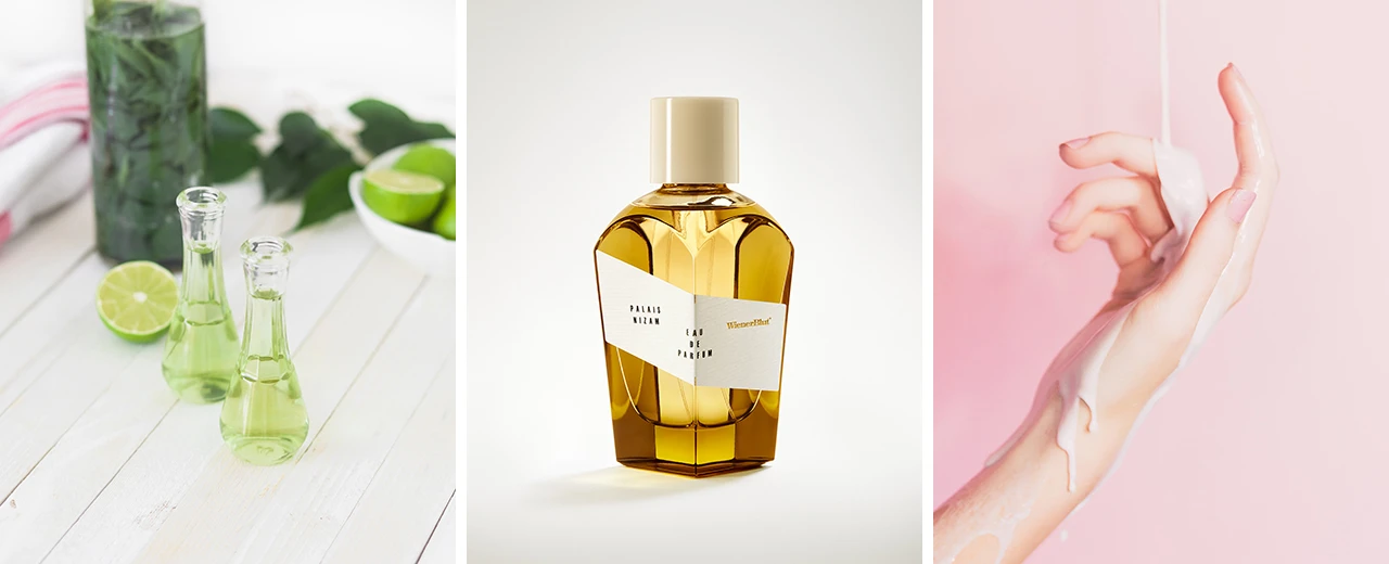 Natürliche Körperpflege: Öle, Parfum (Palais Nizam) & Handcreme. Natürliche Schönheit, Luxus.