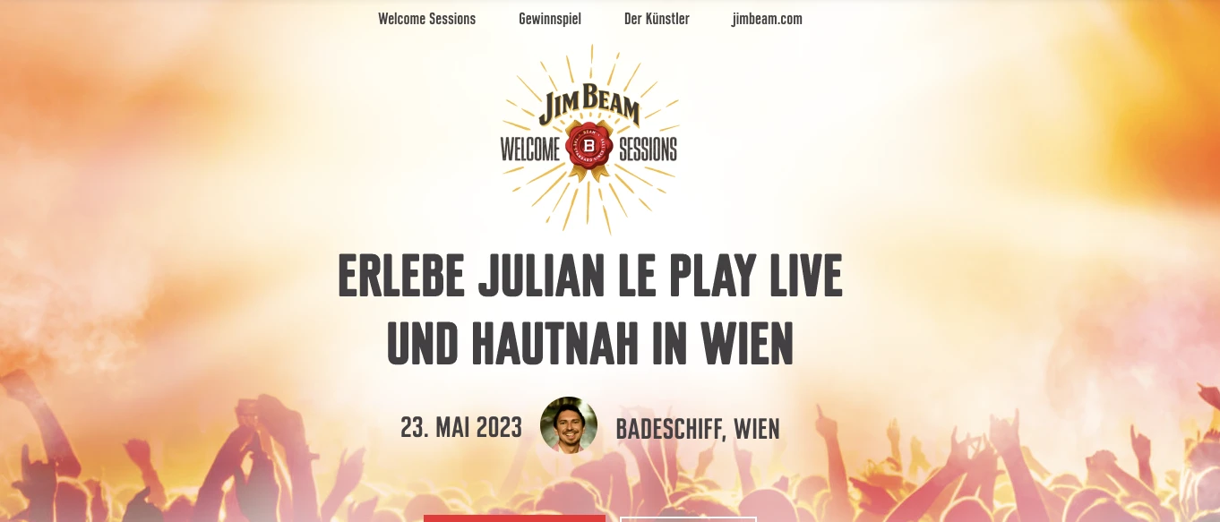 Jim Beam Welcome Sessions: Julian Le Play live in Wien am 23. Mai 2023 im Badeschiff.
