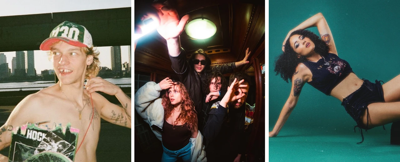 Konzerte im März: Headerbild mit drei Künstler*innen/Bands. Canva-Design.