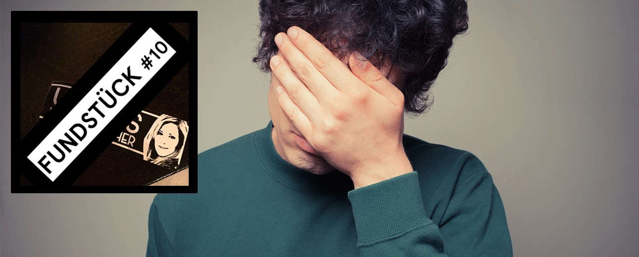 Mann verdeckt Gesicht, Fundstück #10, Verlegenheit, Photoshop