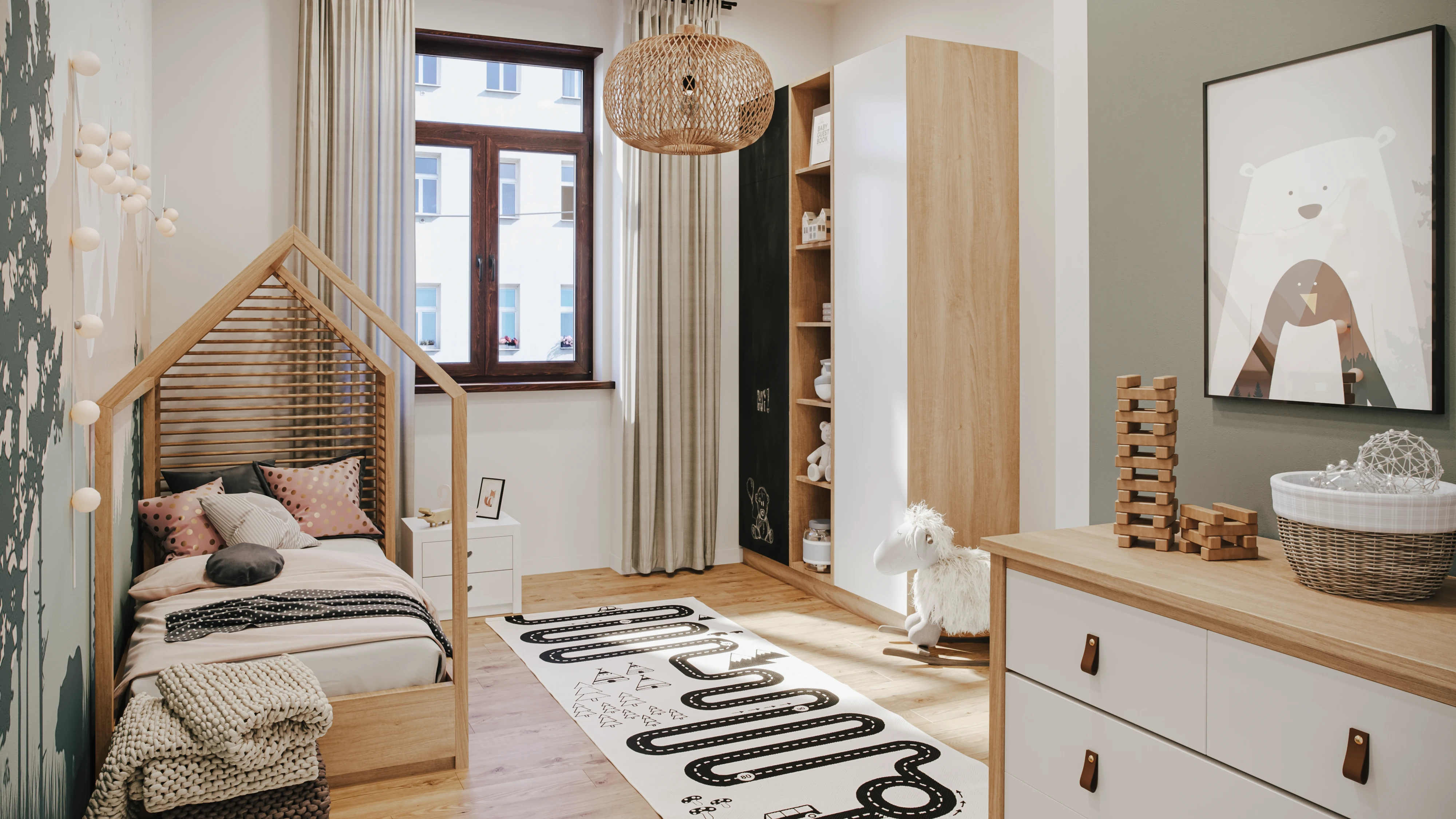 Gemütliches Kinderzimmer in Erdtönen