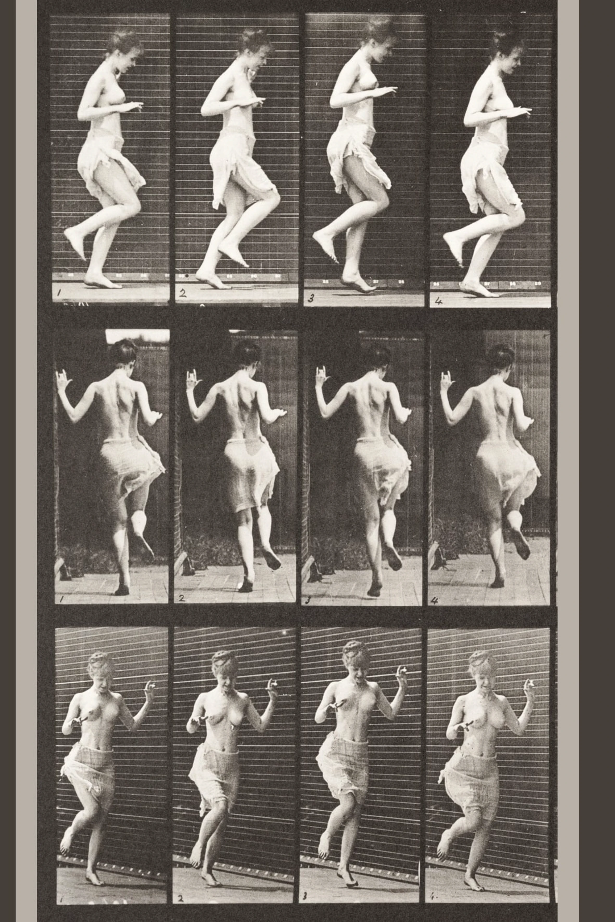 Semi-Nude Woman Hopping on Left Foot