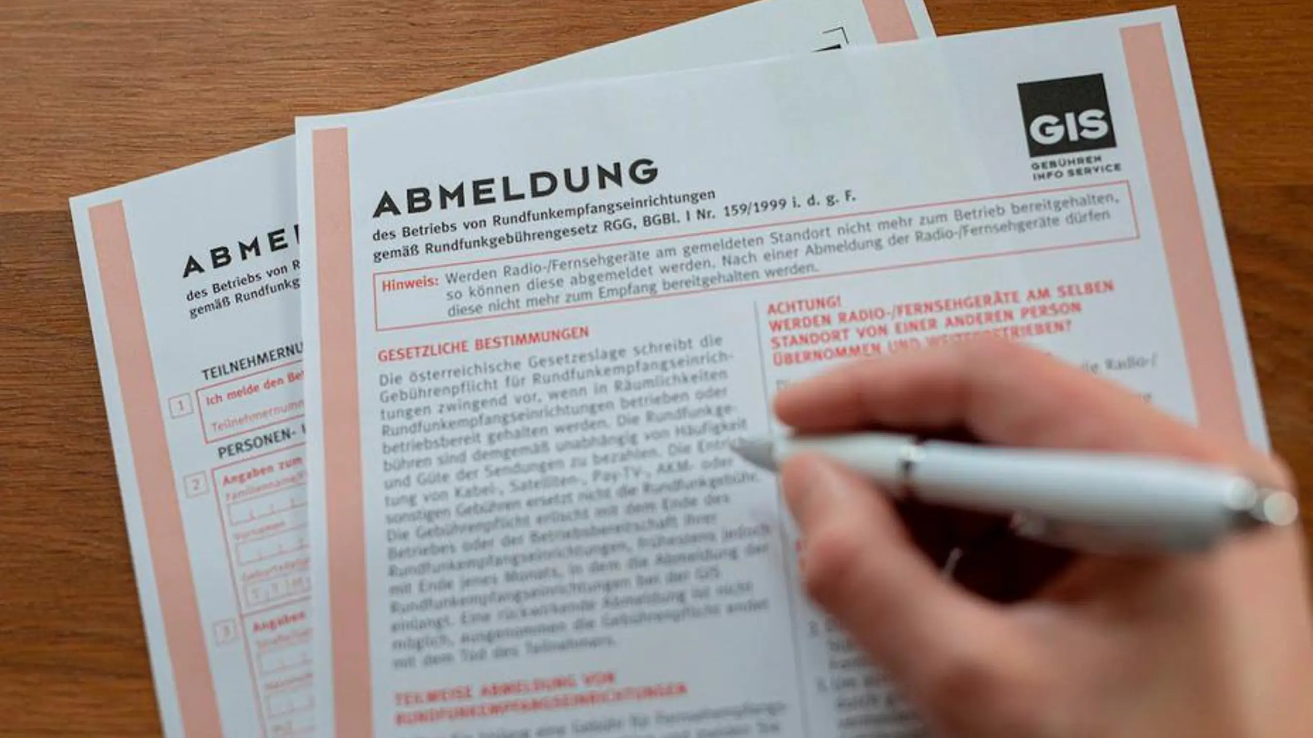 Abmeldeformular der Gebühren Info Service GmbH (GIS)