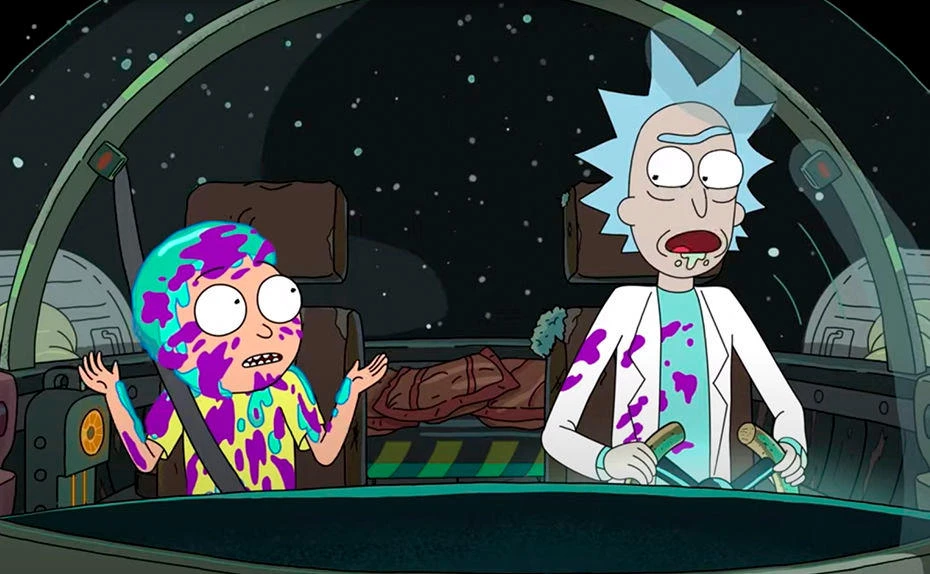 Rick Sanchez (r.), seines Zeichens abgedrehter Wissenschaftler und Alki, auf einem Abenteuer mit seinem 14-jährigen Enkel Morty