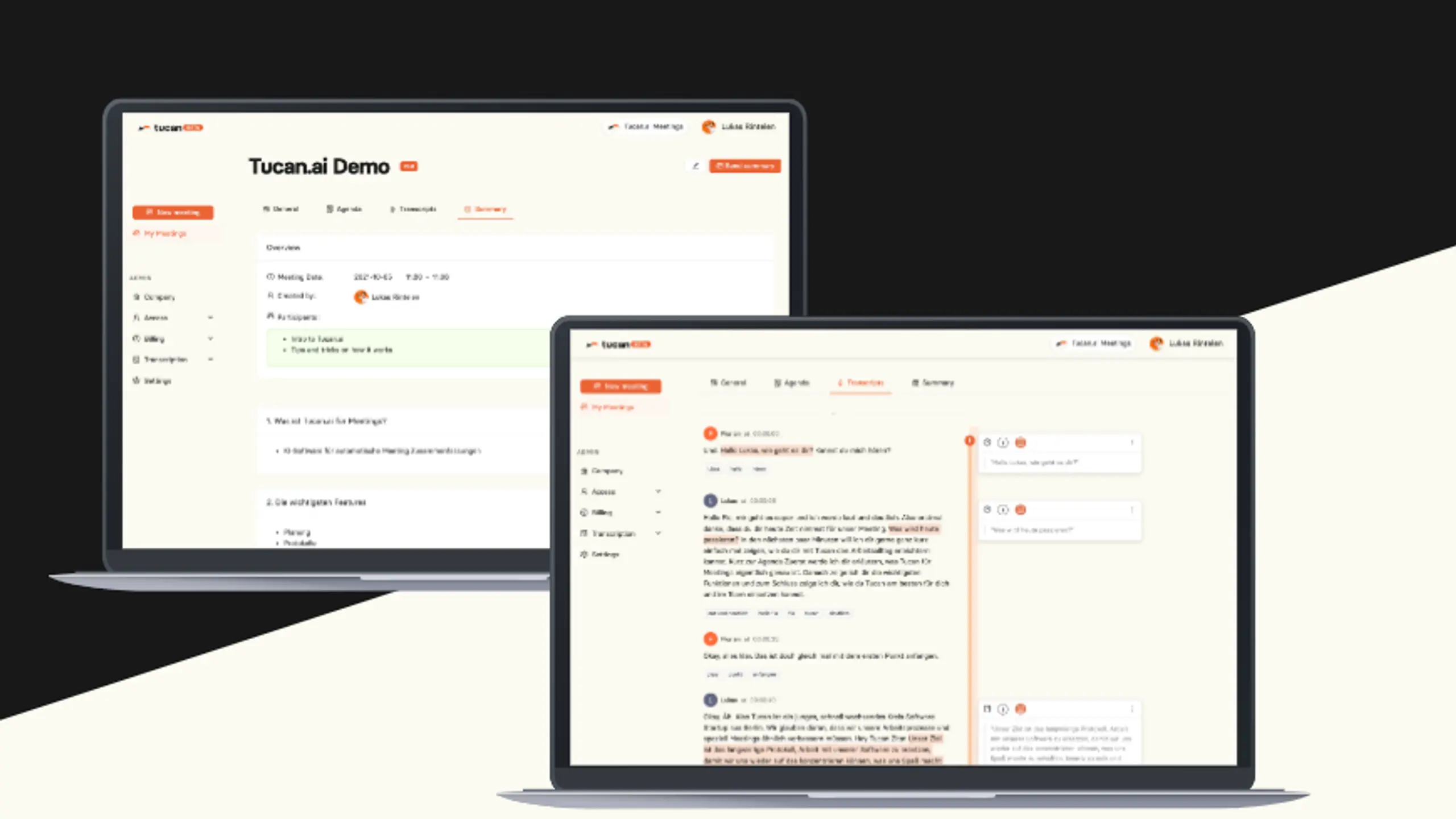 Tucan.ai schafft Ordnung und Meeting-Kultur. Protokolle werden von der KI-Software automatisch erstellt.