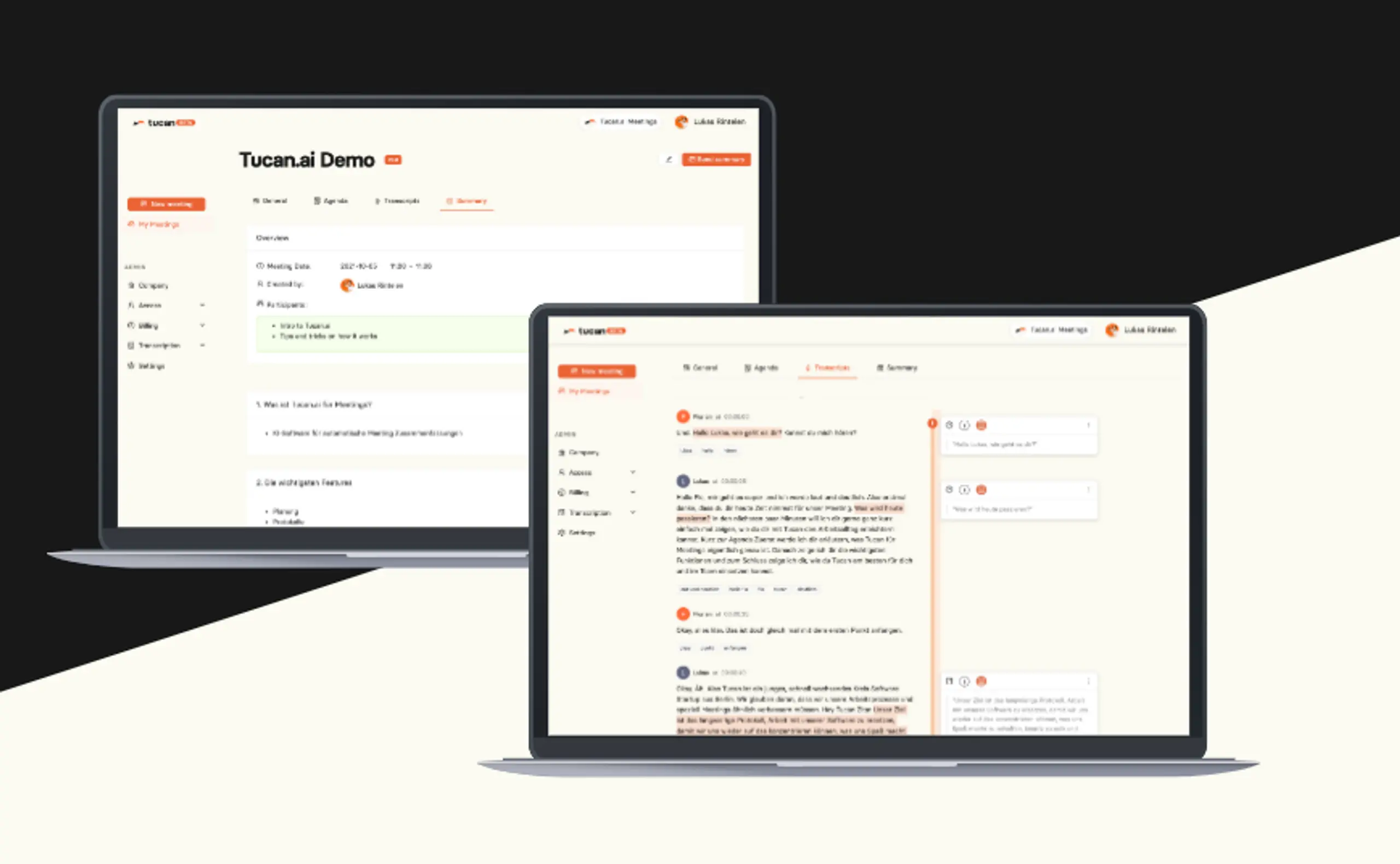 Tucan.ai schafft Ordnung und Meeting-Kultur. Protokolle werden von der KI-Software automatisch erstellt.