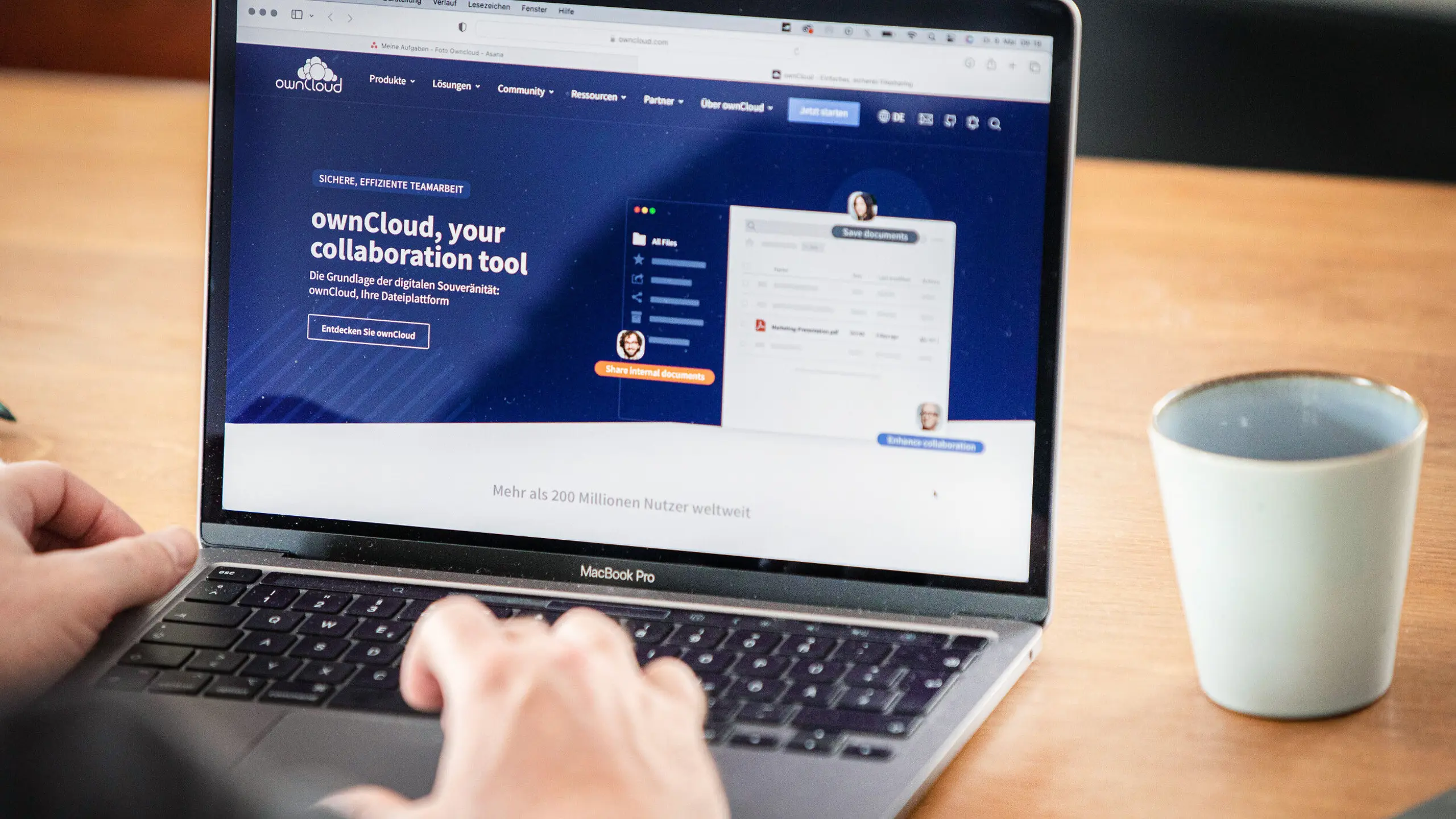 Owncloud auf Laptop geöffnet