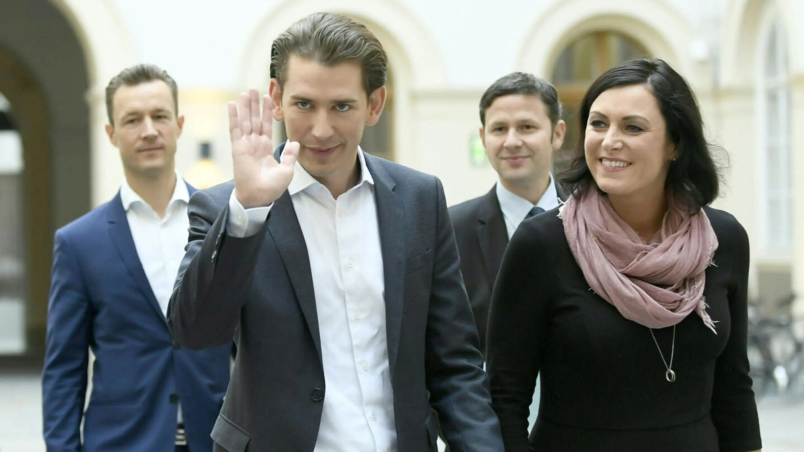 Gernot Blümel, Sebastian Kurz, Stefan Steiner und Elisabeth Köstinger