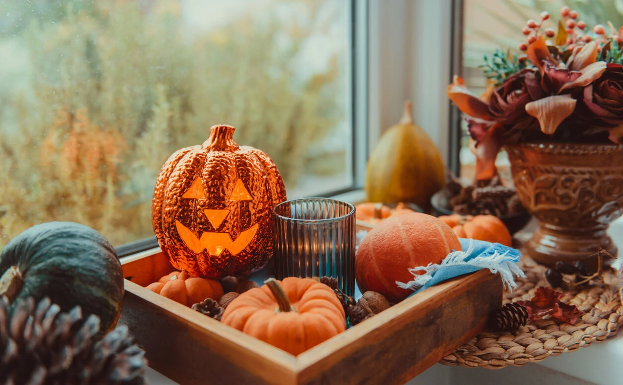 Halloween Deko mit Kürbissen