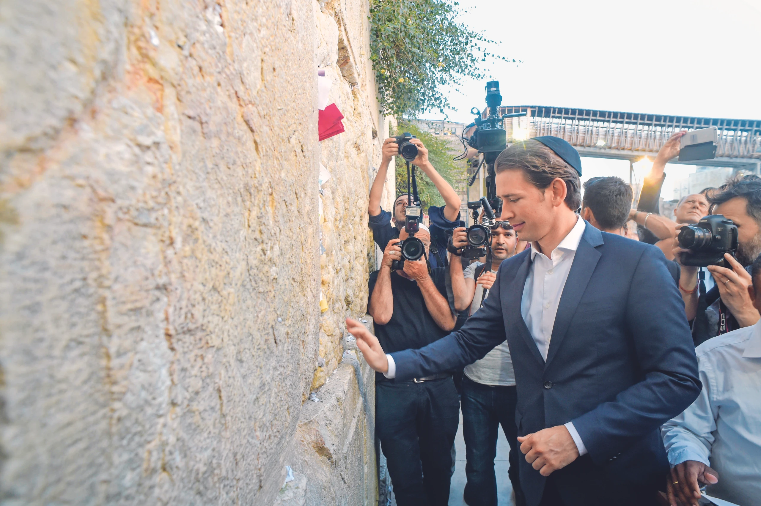 Sebastian Kurz an der Klagemauer in Jerusalem 2016. Heute betreibt er mit Partnern ein Start-up in Tel Aviv.