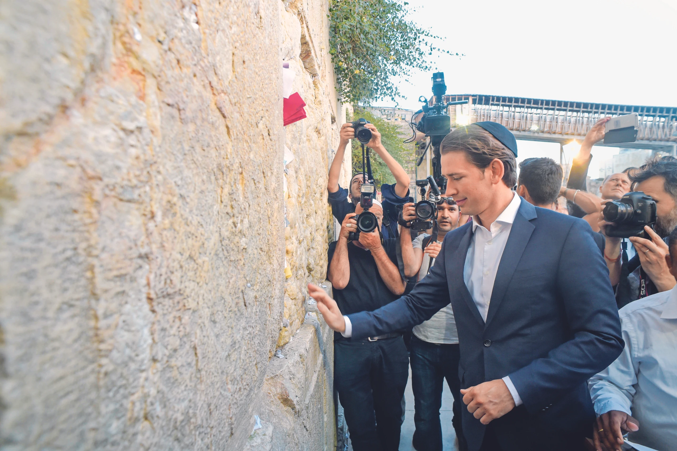 Sebastian Kurz an der Klagemauer in Jerusalem 2016. Heute betreibt er mit Partnern ein Start-up in Tel Aviv.