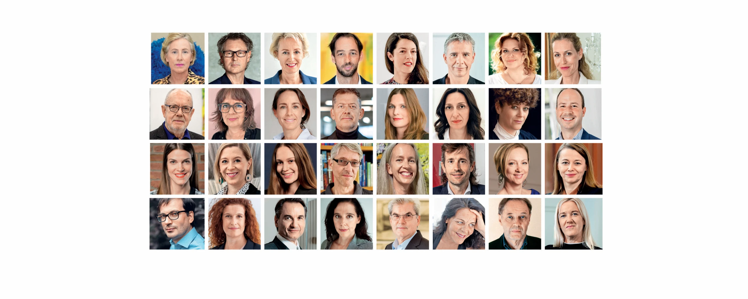Die Jury (u.a.) (v.l.o.): Karola Kraus, Hans-Peter Wipplinger, Gabriele Schor, Florian Steininger, Lisa Ortner-Kreil, Thomas Trummer, Ursula Tuczka, Ema Kaiser-Brandstätter, Heinz J. Angerlehner, Heike Maier-Rieper, Andrea Bier, Robert Punkenhofer, Marlies Wirth, Bettina Busse, Barbara Horvath, Valentin Kenndler, Sophie Haslinger, Astrid Pfeiffer, Carina la Garde, Werner Remm, Alexandra Grubeck, Axel Anderl, Andrea Jungmann, Luisa Ziaja, Günther Oberhollenzer, Ingeborg Erhart, Stefan Rothleitner, Cosima Rainer, Otto Hans Ressler, Mona Hahn, Rainer Fuchs, Birgit Vikas