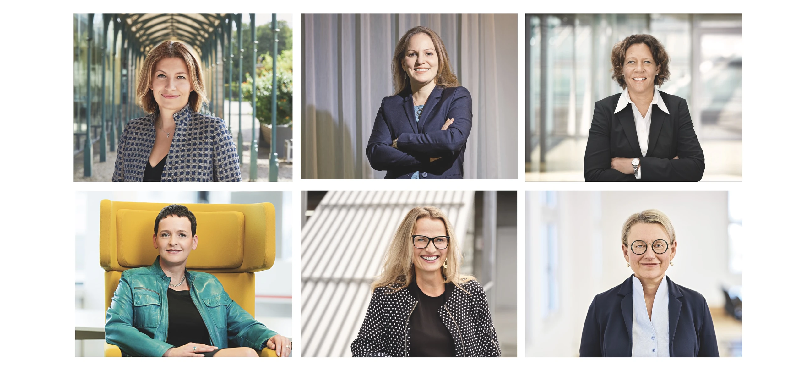 Die neuen Chefinnen: Susanna Zapreva-Hennerbichler, Natalie Harsdorf-Borsch, Carola Richter, Sonja Wallner, Bettina Castillo, Maria Koller
