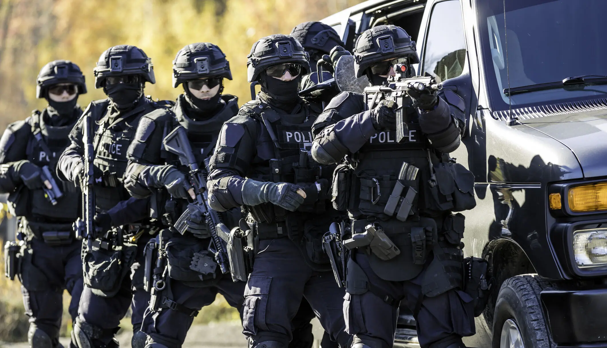 Terrorismus-Eine Polizeieinheit im Einsatz.