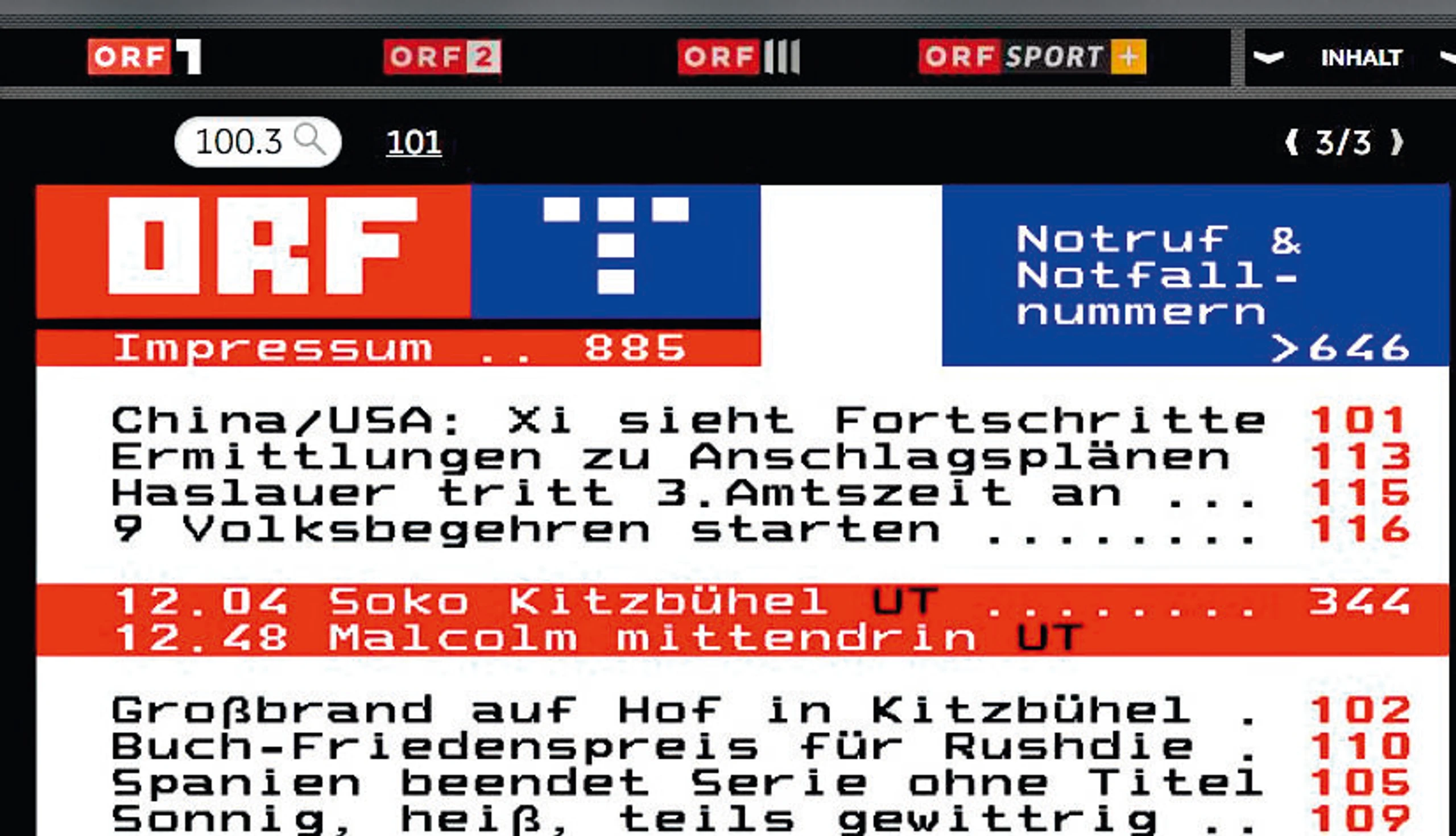 ORF-Teletext Beispiele