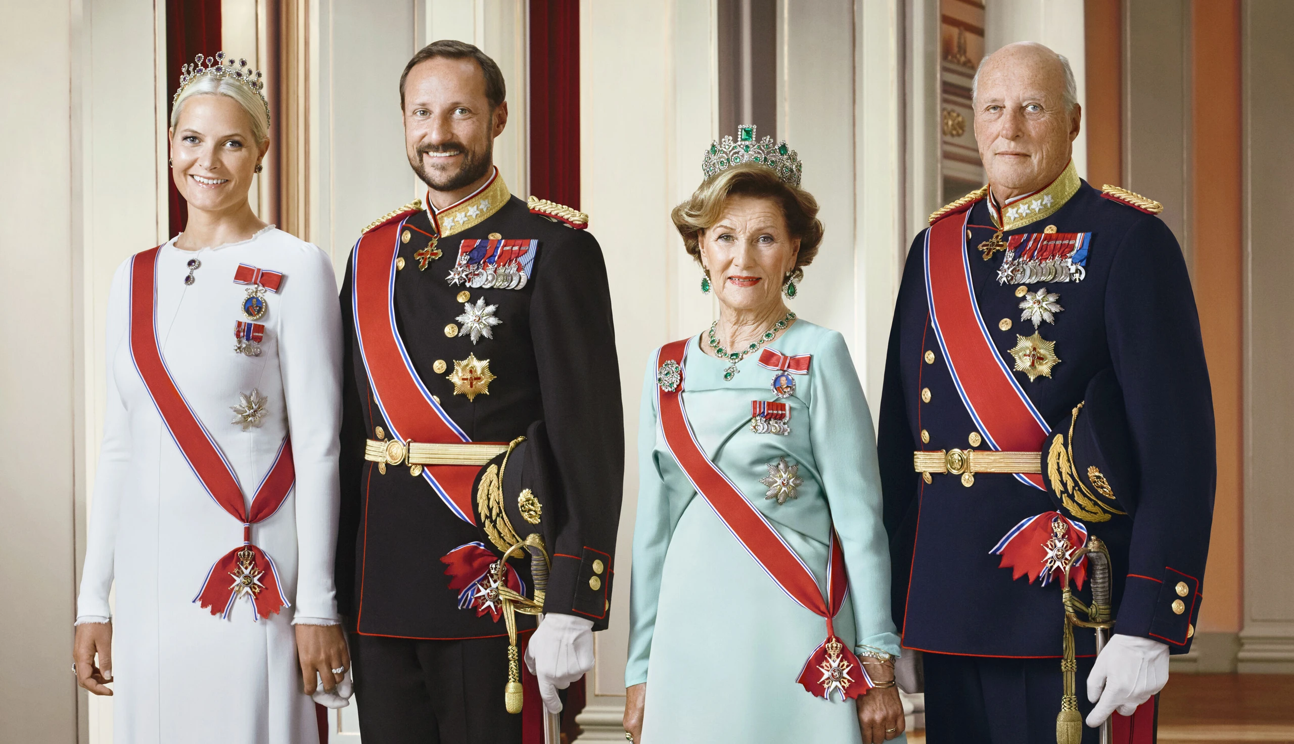 Mette-Marit, Haakon, Sonja und Harald von Norwegen
