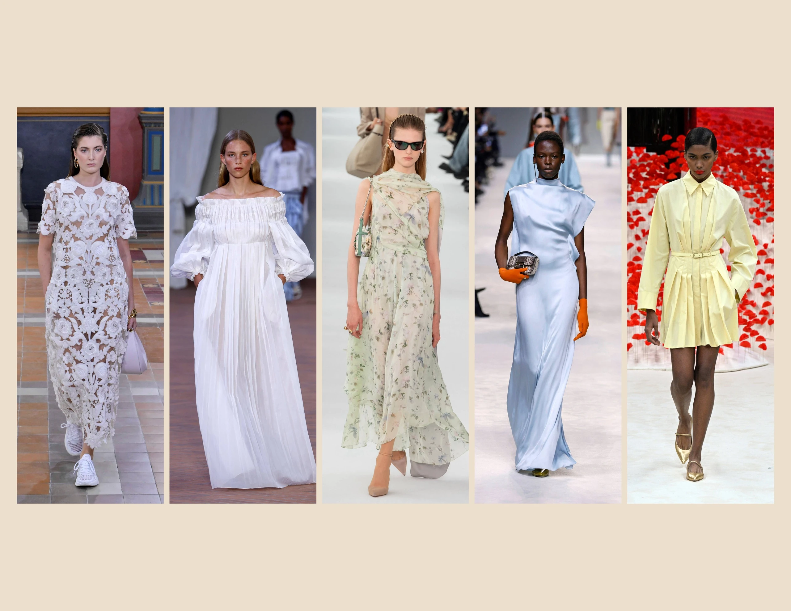 Frühlingskleider Trends Runway (Valentino / Alberta Ferretti / Givenchy / Fendi /Akris)