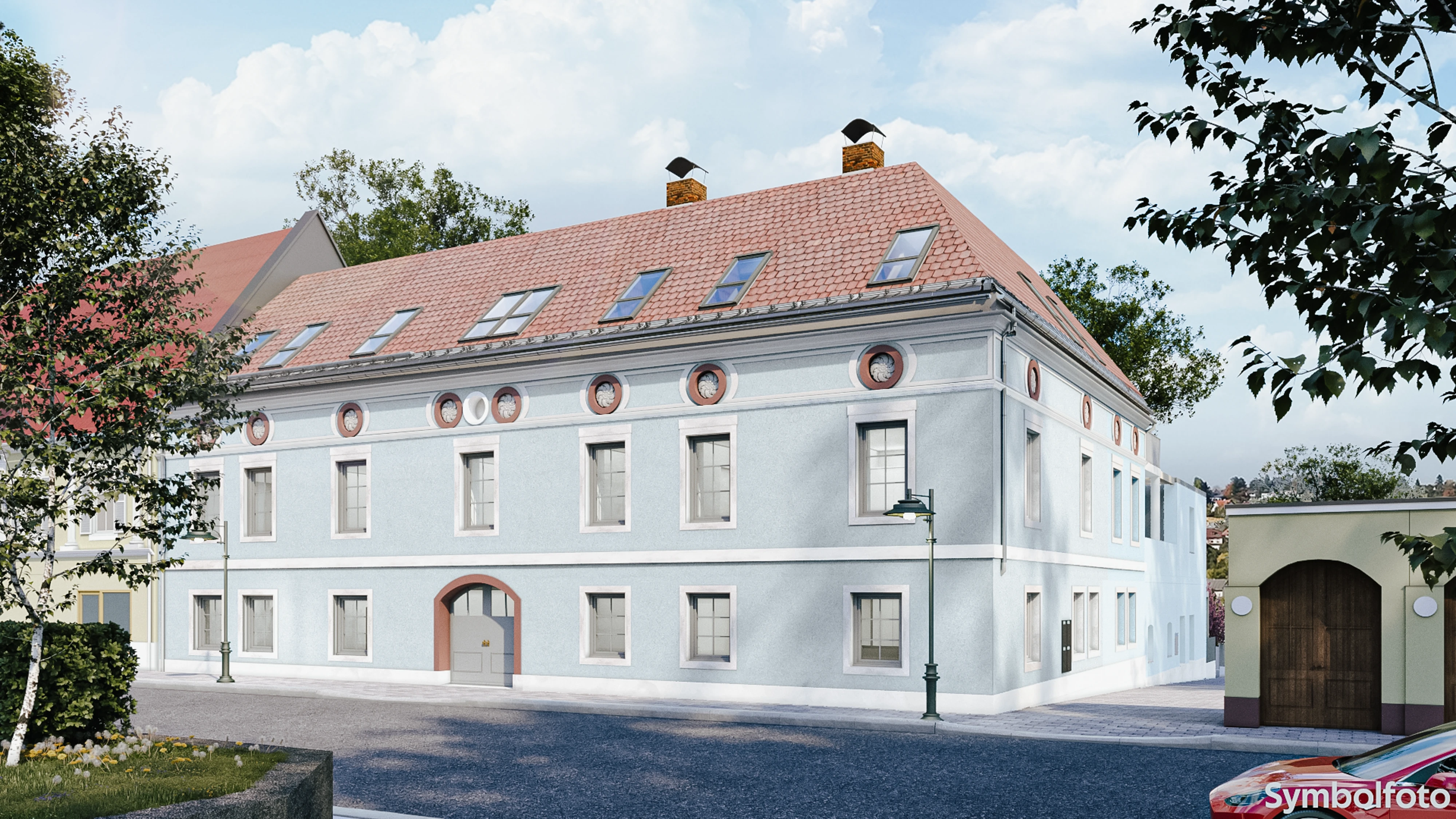 Wohnhaus mit blauer Fassade Eibiswald