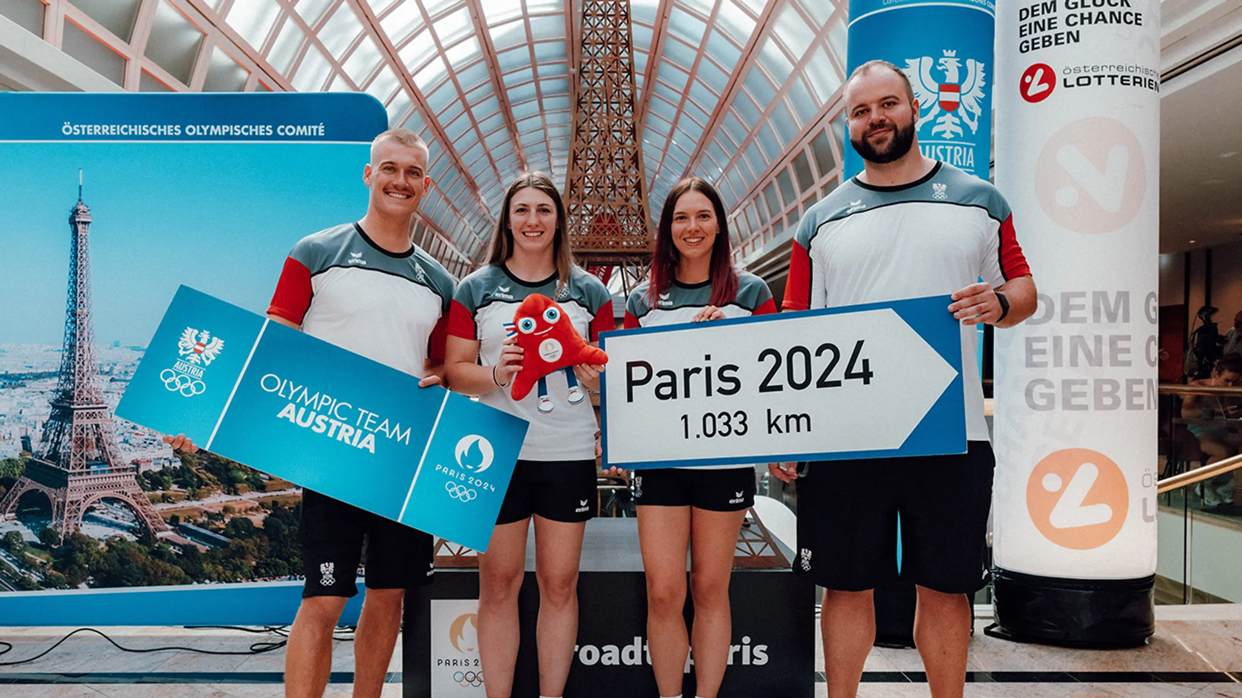 Felix Oschmautz, Michaela Polleres, Elisabeth Straka und Lukas Weisshaidinger freuen sich auf die Olympischen Spiele 2024