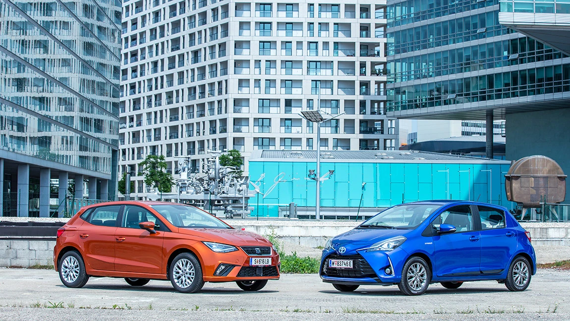 Vergleichstest Seat Ibiza Erdgas VS. Toyota Yaris Hybrid
