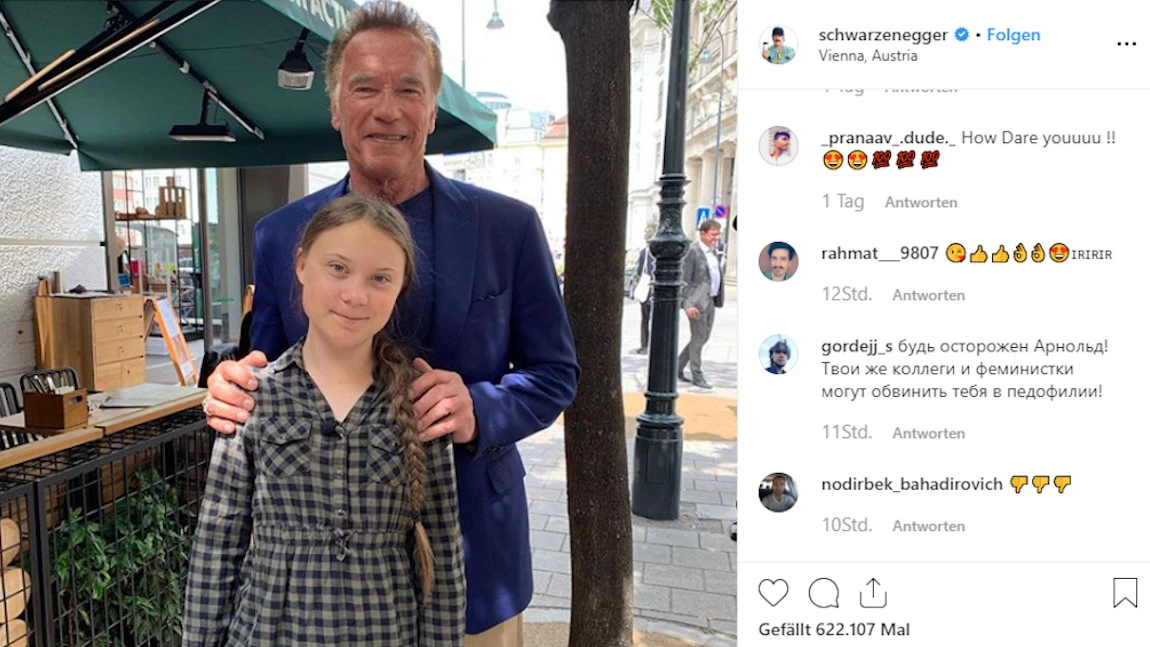 Arnold Schwarzenegger stellt Greta Thunberg ein Tesla Model 3 zur Verfügung