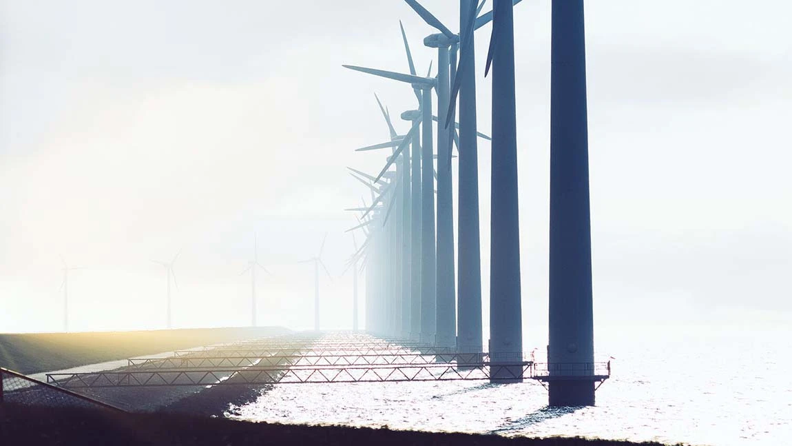 Windräder an einer Straße
