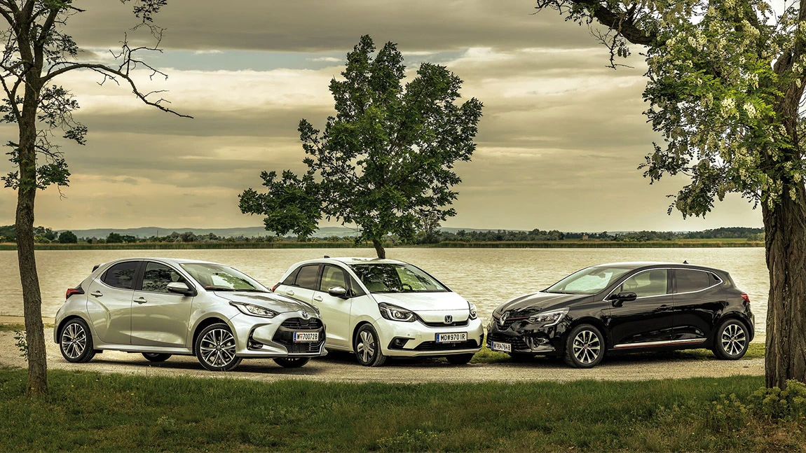 Hybrid-Vergleich: Honda Jazz, Renault Clio, Toyota Yaris