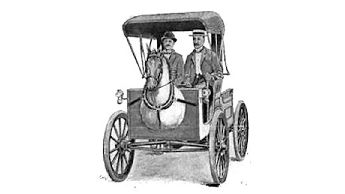 Zeichnung des Horsey Horseless.