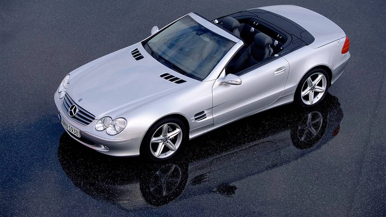 mercedes-benz sl r230 silber offen seite vorne