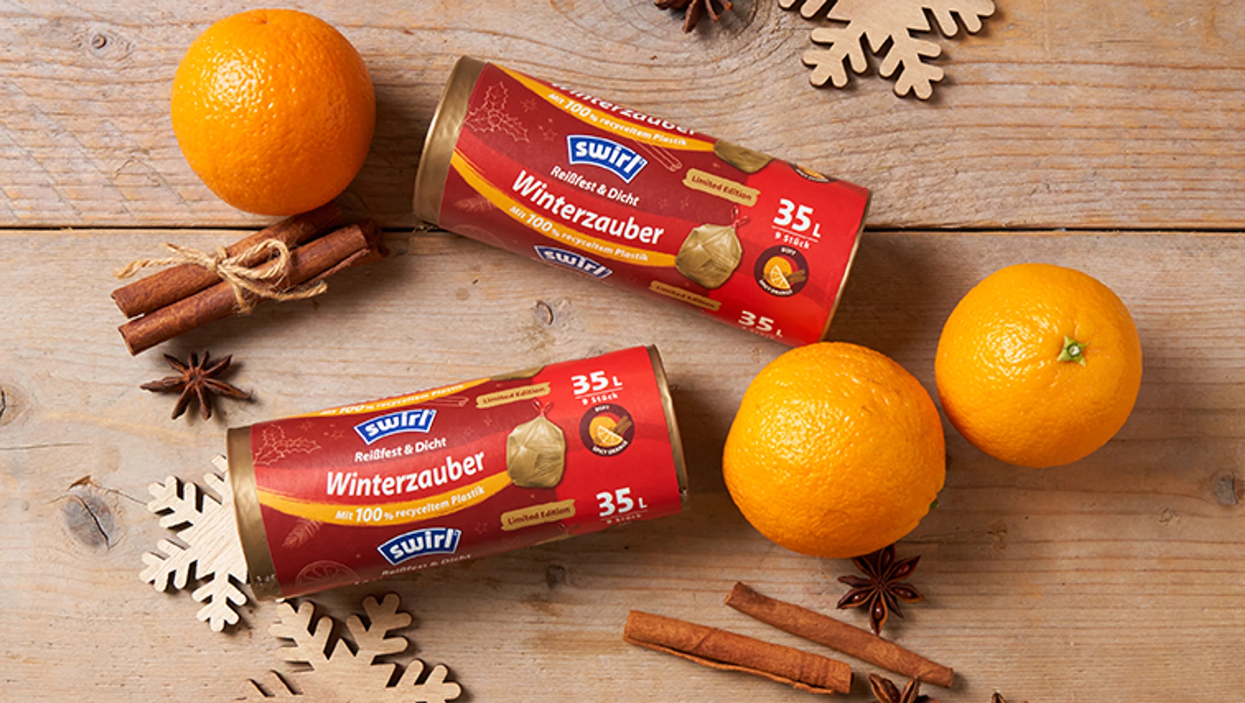 Swirl® Winterzauber Edition in festlichem Gold und angenehmen Spicy-Orange Duft