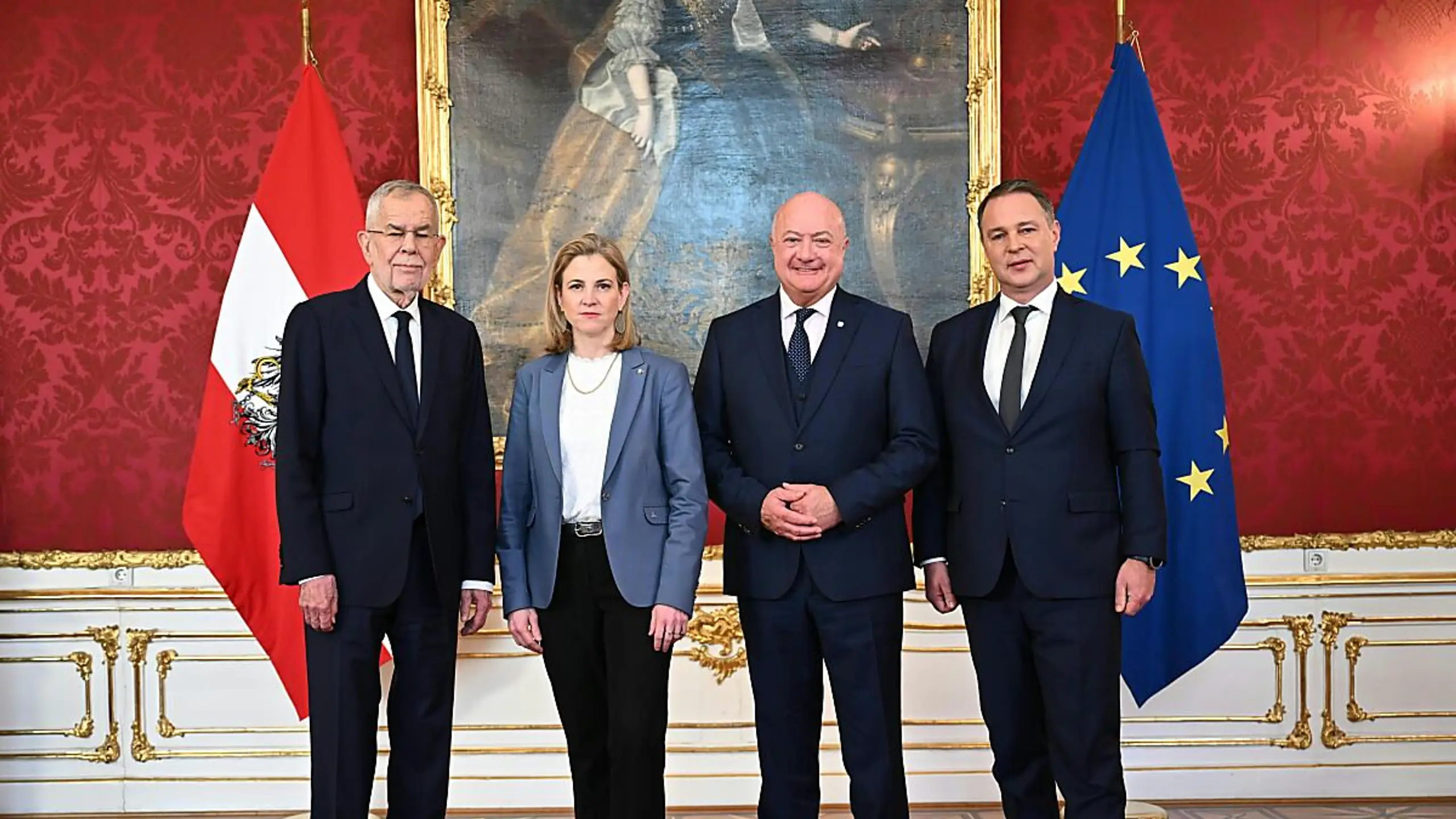 © APA/APA/MAX SLOVENCIK/MAX SLOVENCIK Meinl-Reisinger, Stocker und Babler stehen vor Angelobung