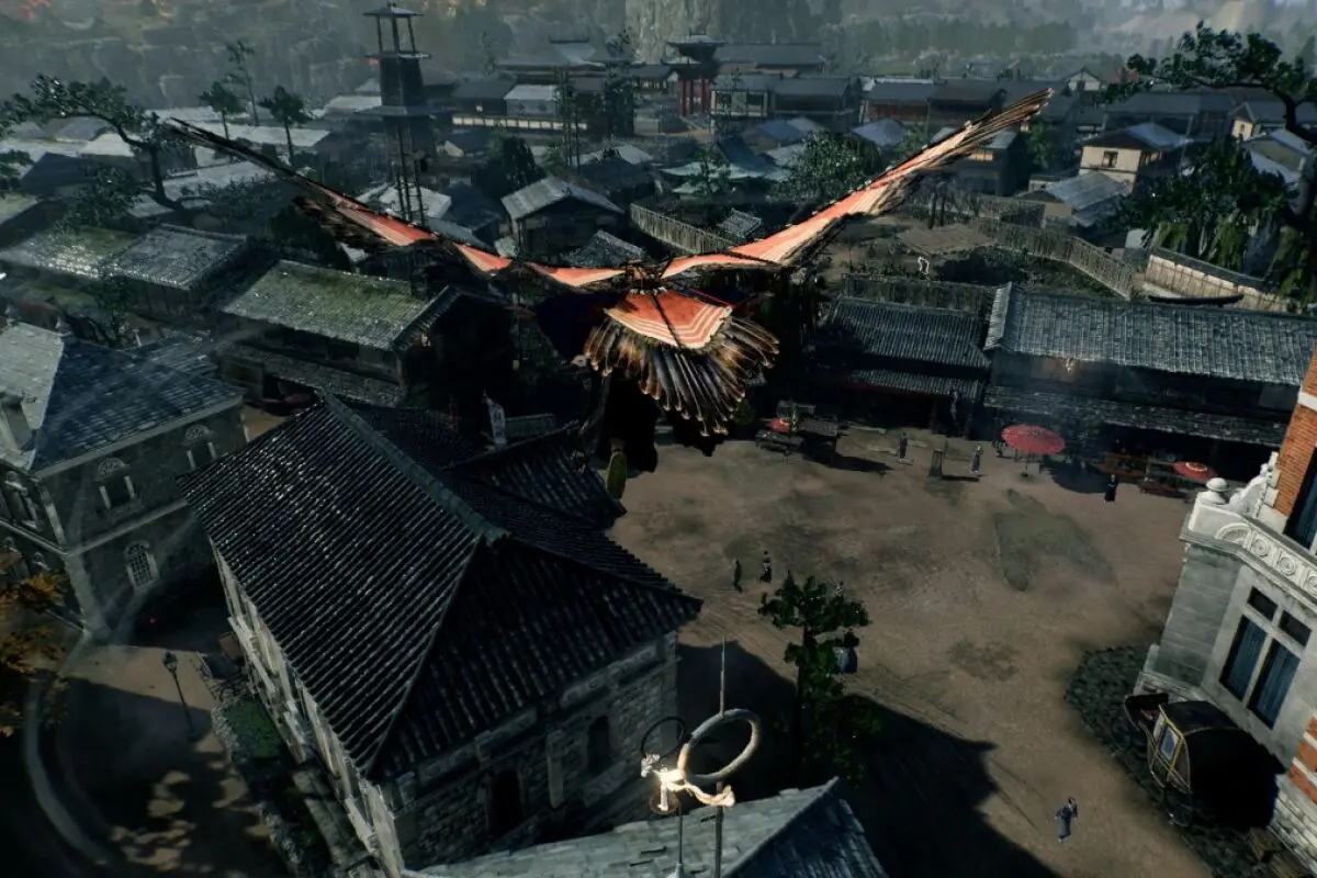 Auch geflogen wird in "Rise of the Ronin", und zwar mit diesem selbstgebauten Flugdrachen