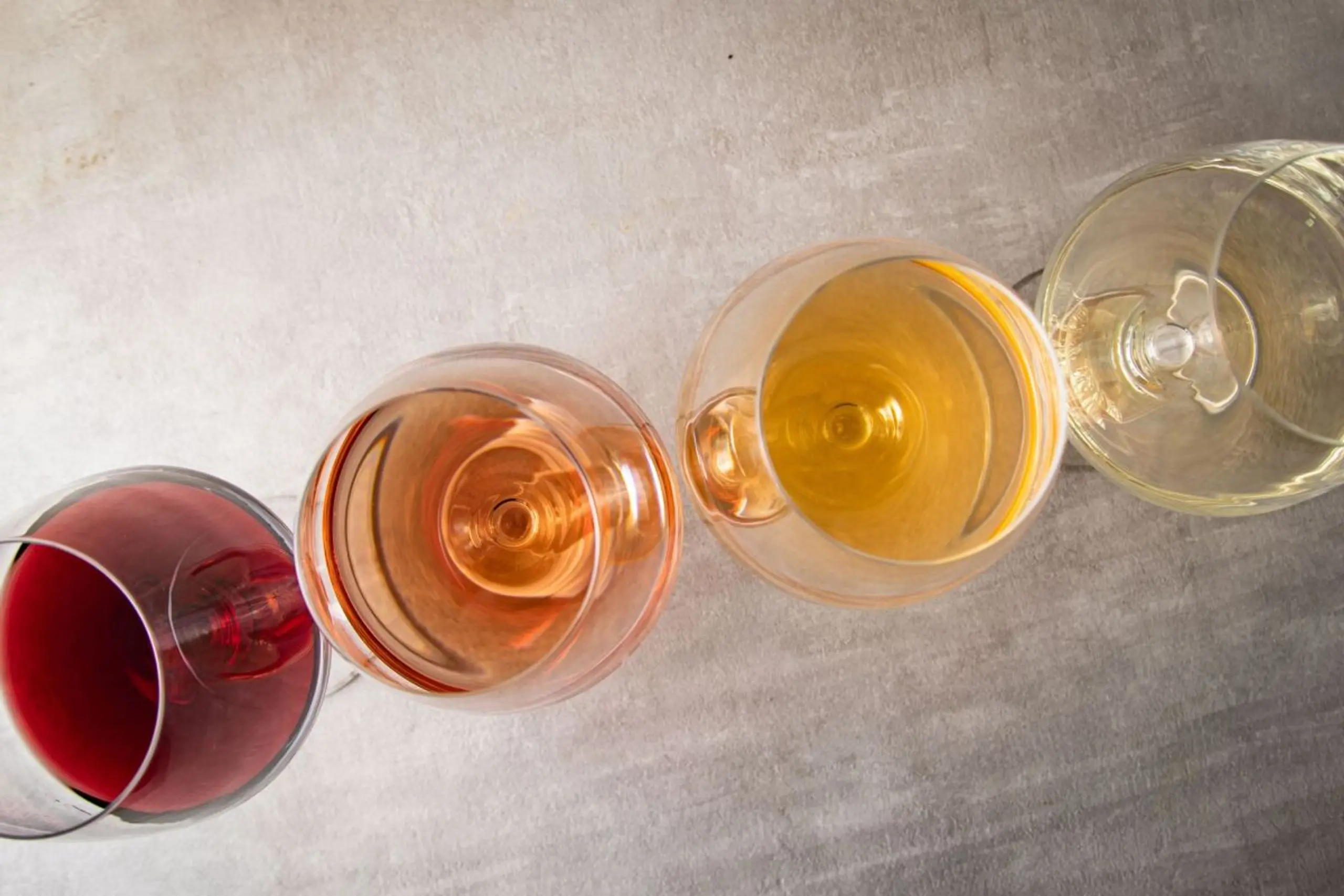 Rotwein, Roséwein, Orange Wine, Weißwein