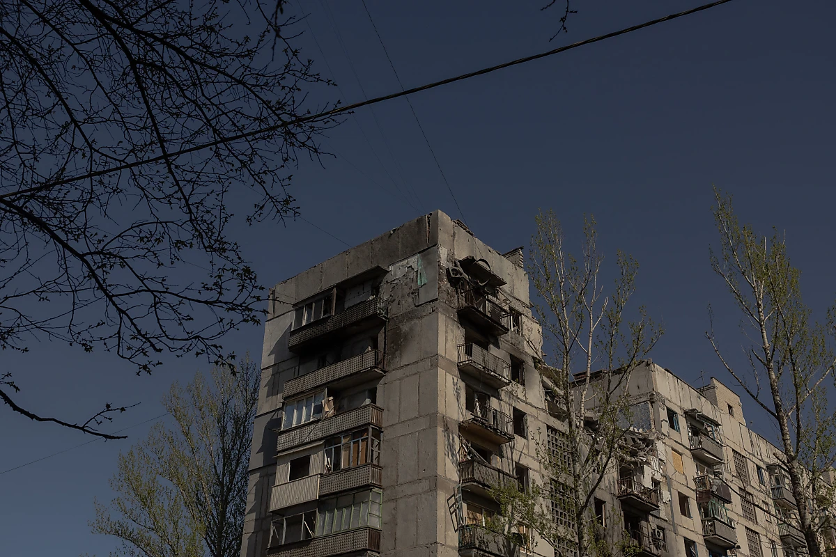 Zerstörte Gebäude in der Region Donezk