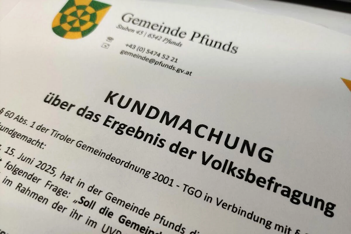 Die Tiroler Gemeinde Pfunds lehnte per Volksbefragung mit 84,45 Prozent den Kraftwerksausbau Kaunertal ab