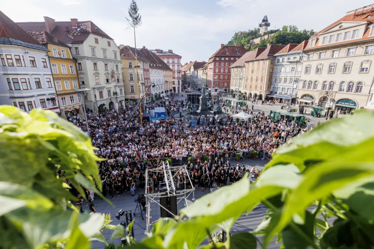 Trauerfeier auf dem Grazer Hauptplatz