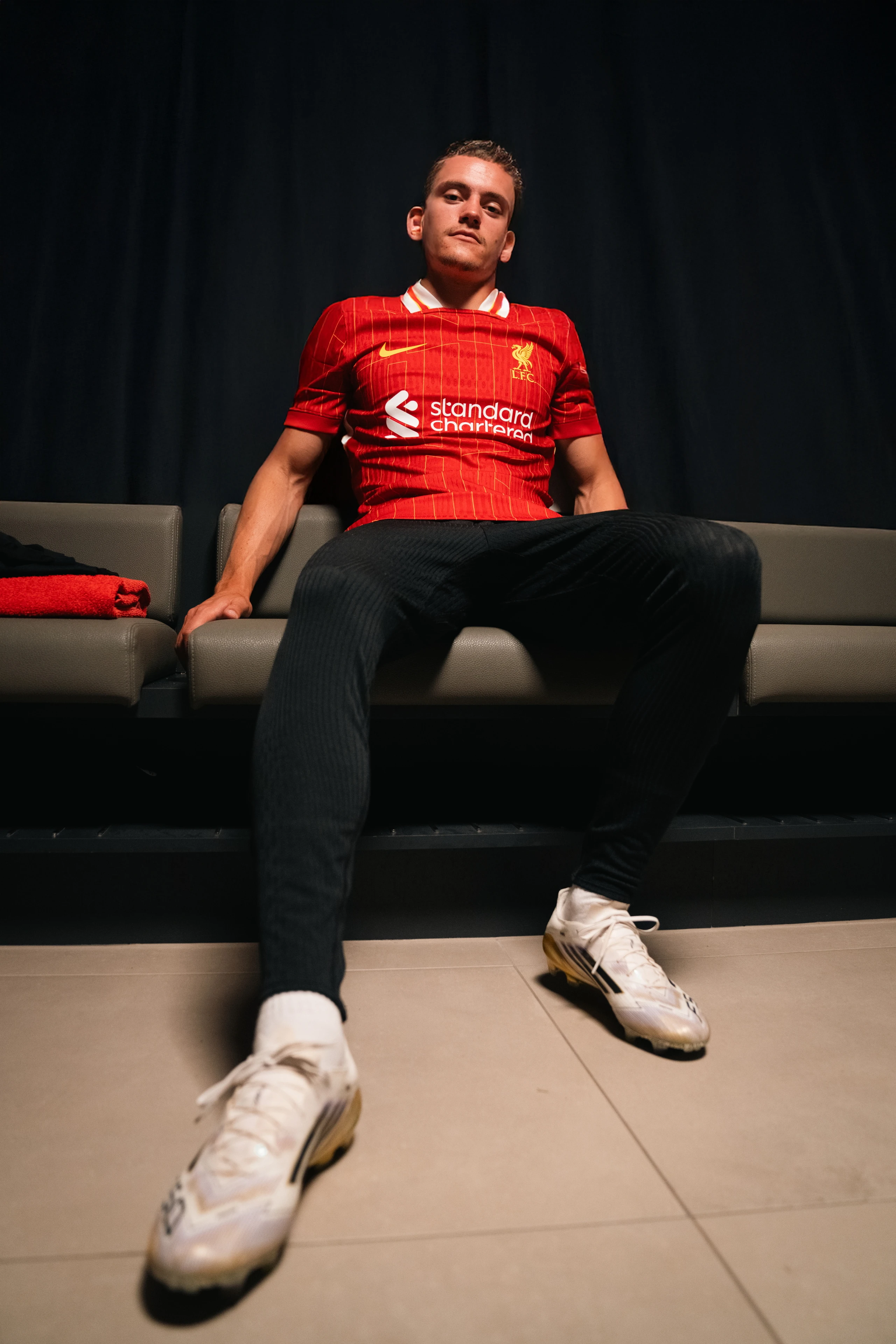 Florian Wirtz is unveiled as a Liverpool player after his signing at AXA Training Centre on June 20, 2025 in Kirkby, England.