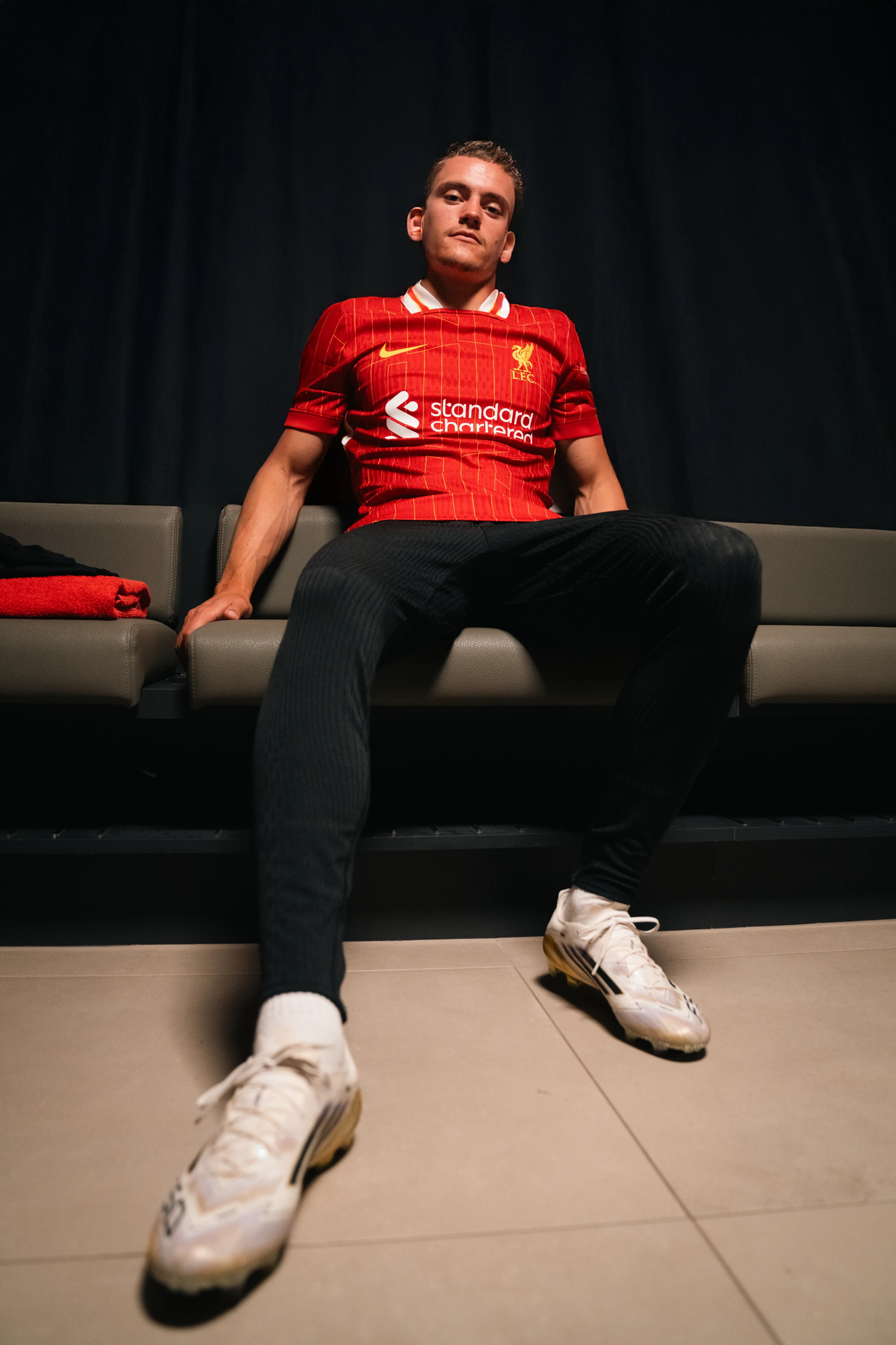 Florian Wirtz is unveiled as a Liverpool player after his signing at AXA Training Centre on June 20, 2025 in Kirkby, England.