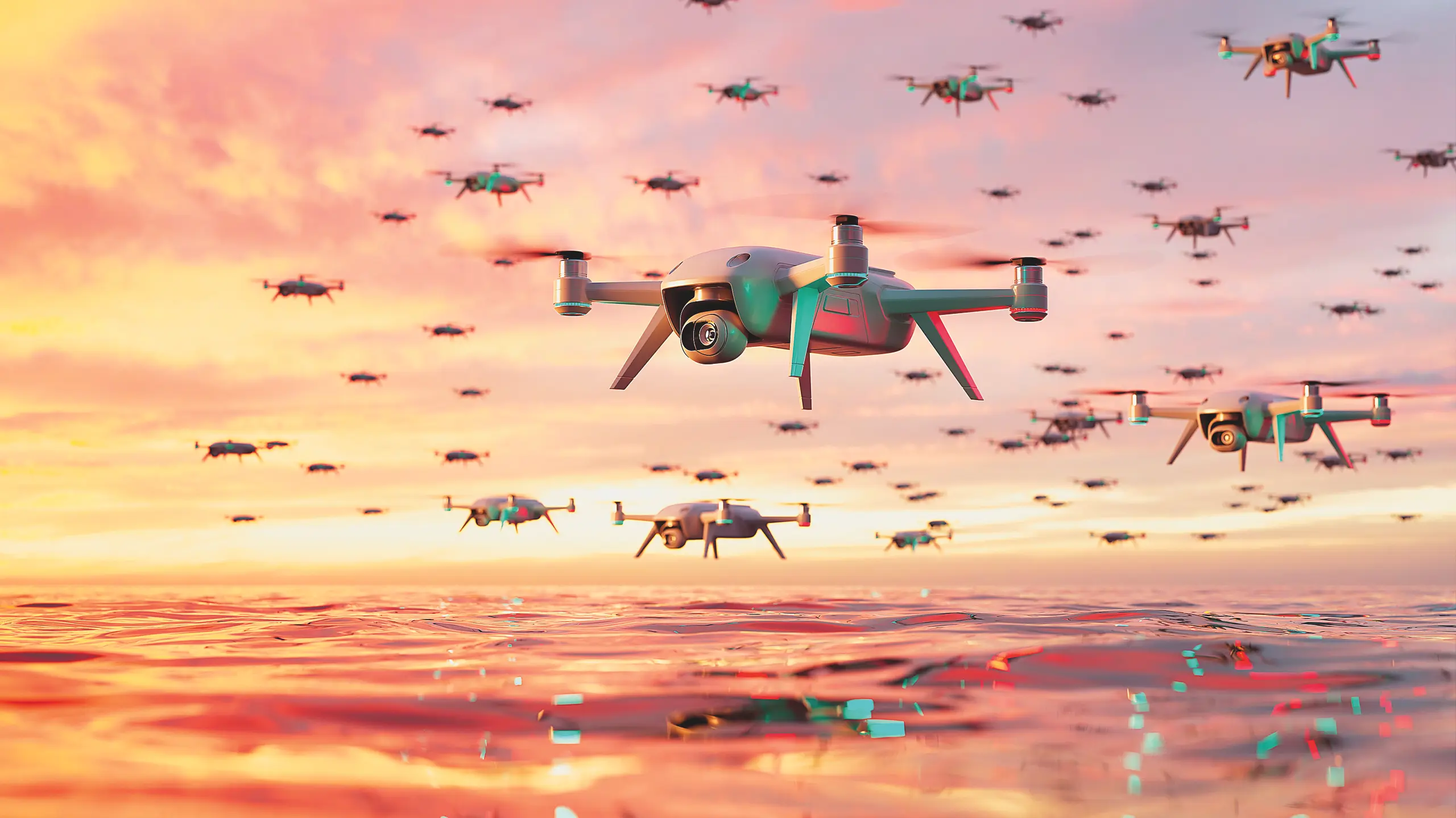 © Shutterstock AI KI-generierte Drohnen bei der Arbeit