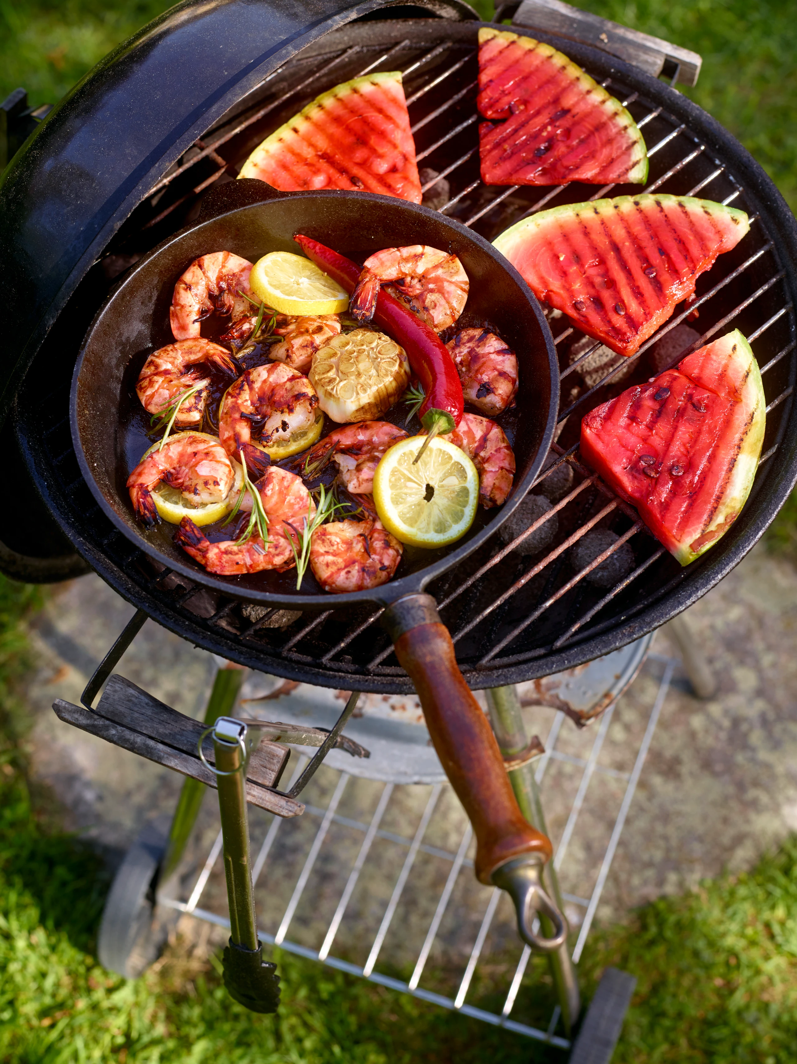 Honig-Knoblauch-Garnelen mit Wassermelone