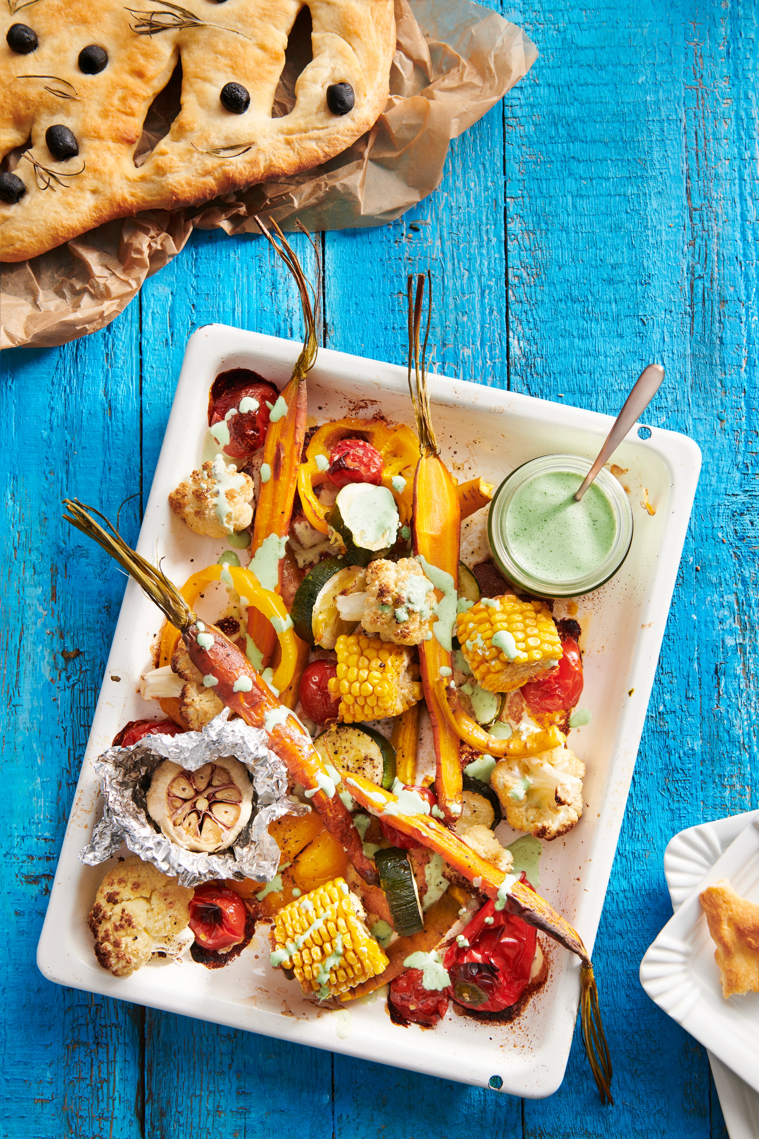 Gerösteter Gemüsesalat mit Kräuterdressing