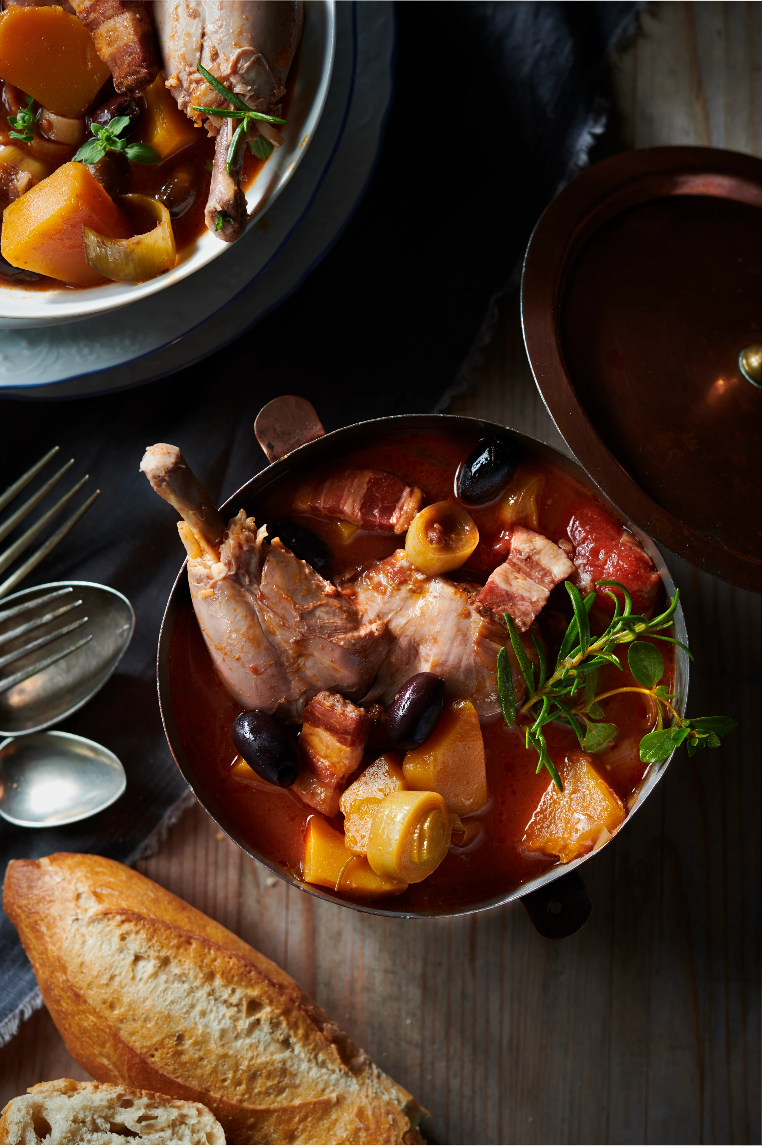 Cacciatore mit Huhn und Butternusskürbis