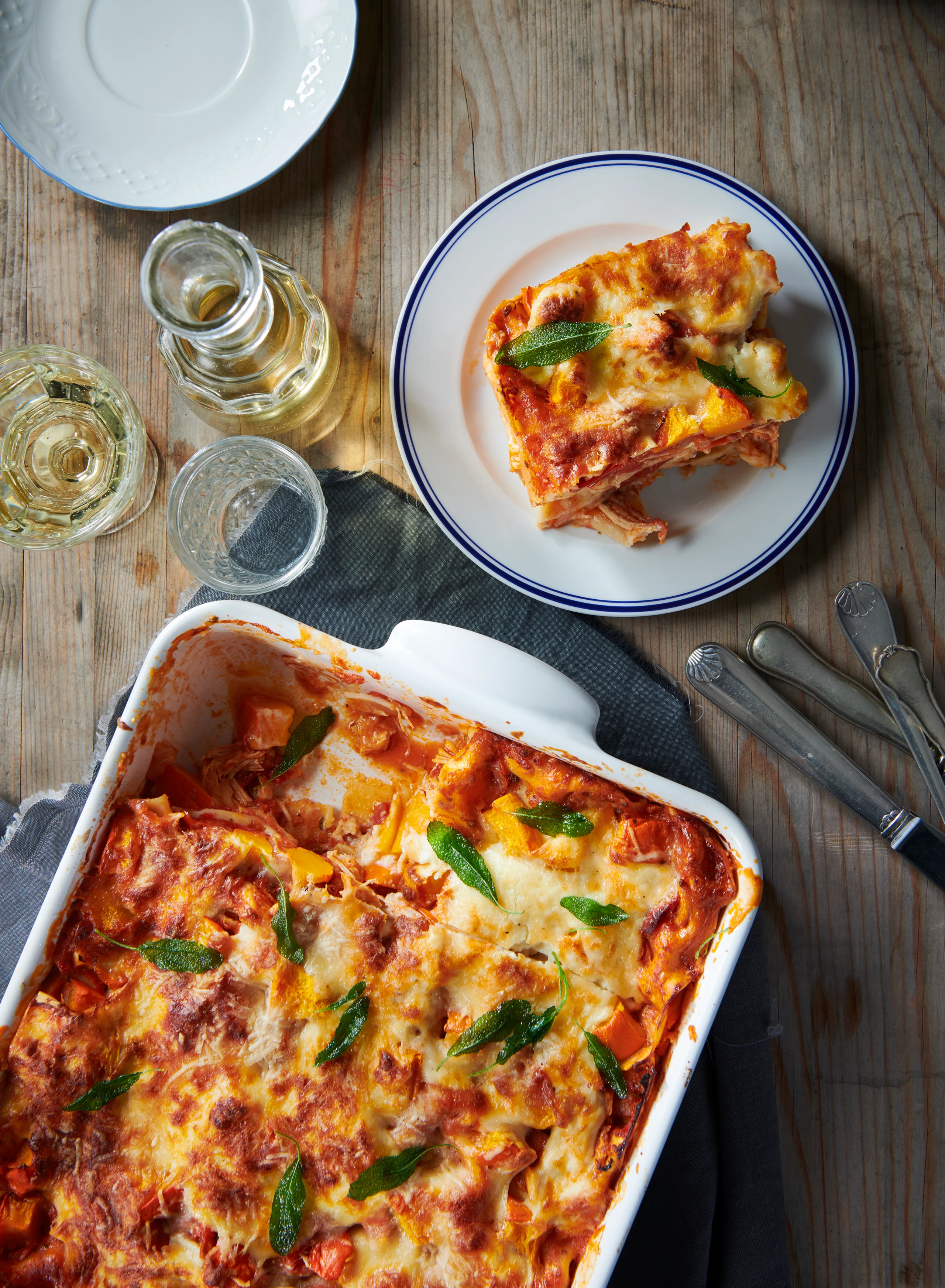 Kürbis-Lasagne mit Huhn