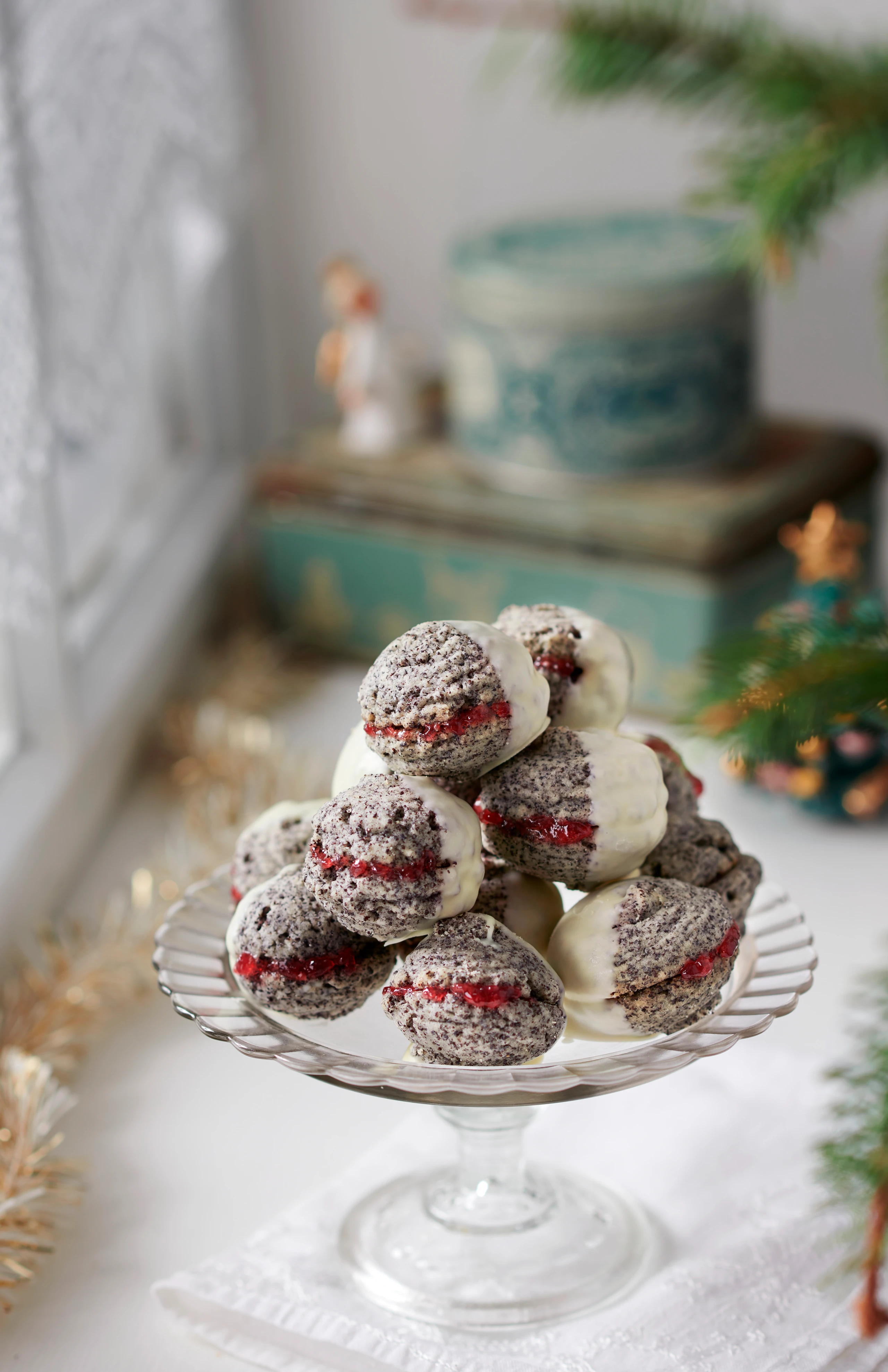 Mohnkekse mit weißer Schokolade