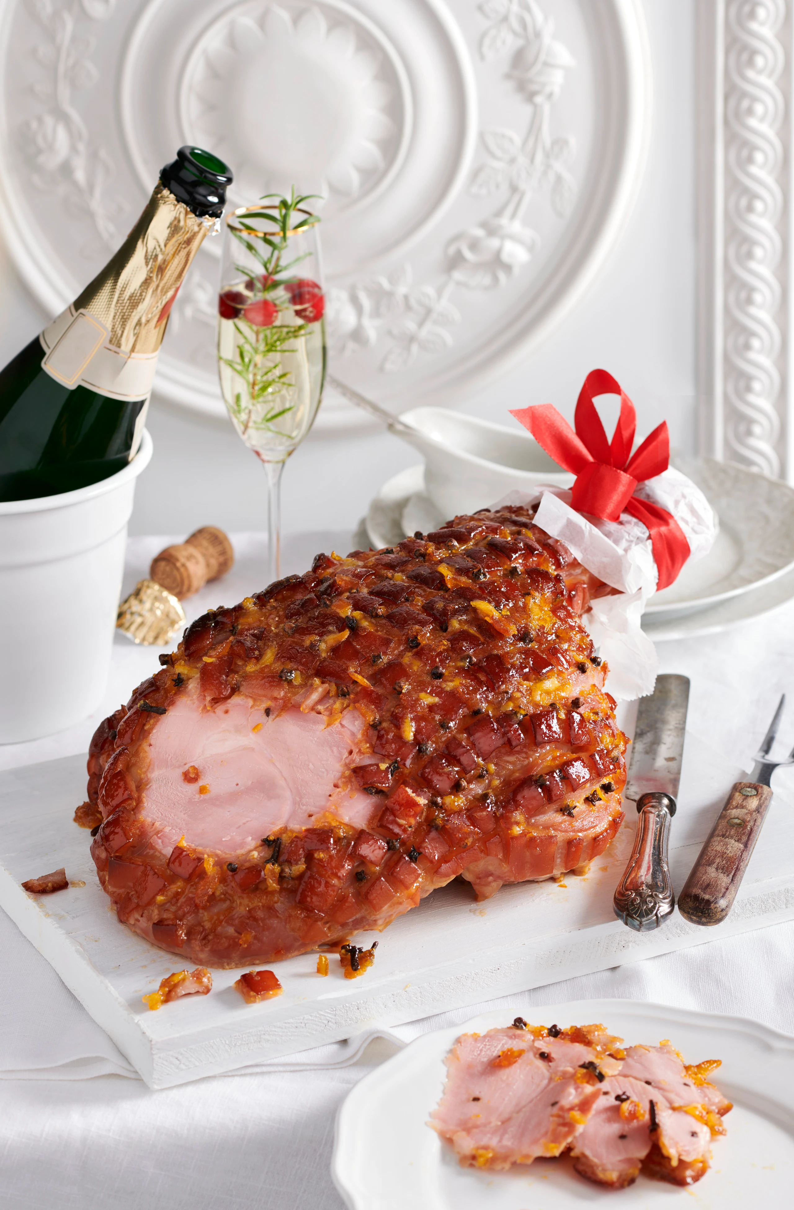 Spanferkelschinken mit Orangenglasur