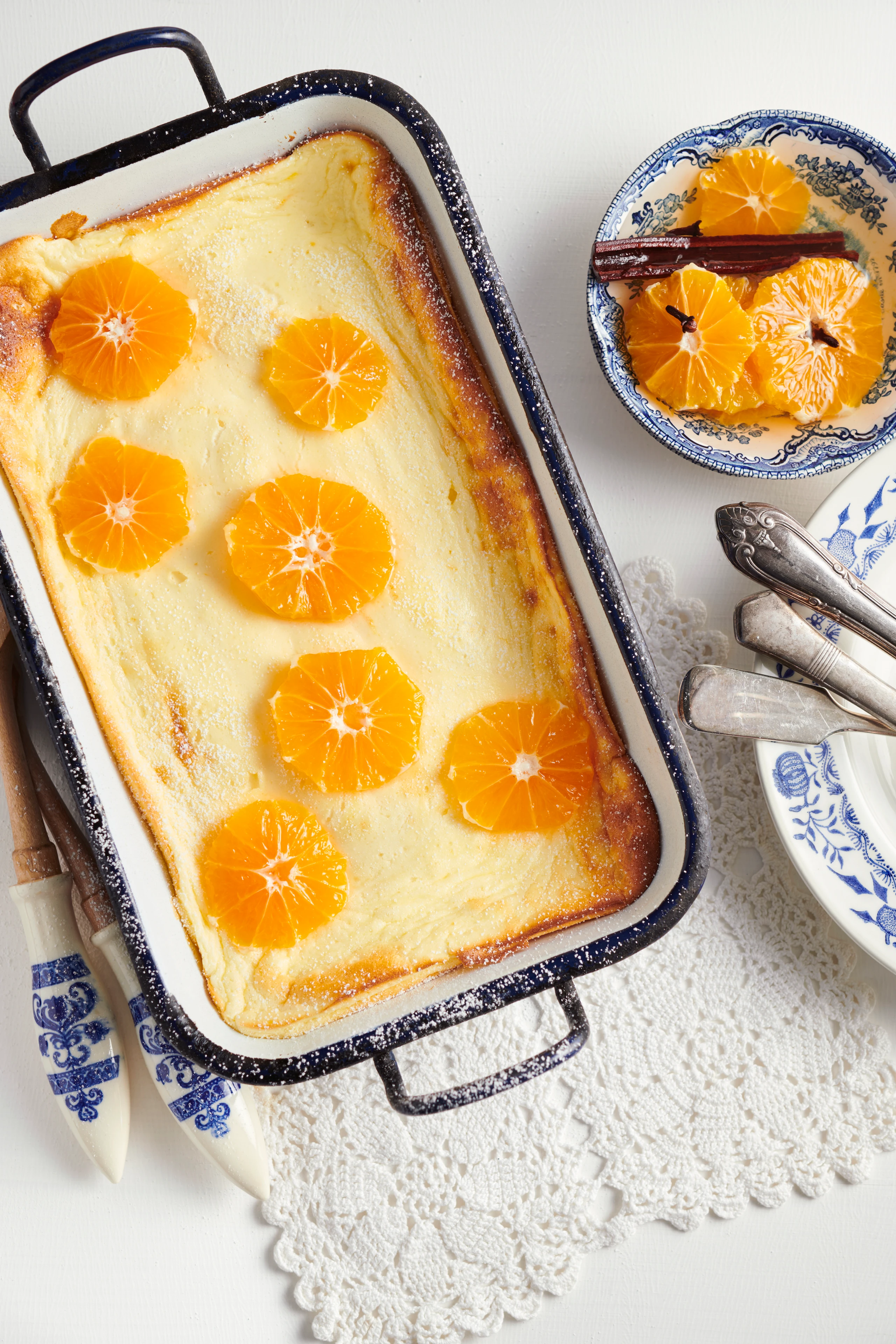 Topfen-Soufflé-Auflauf mit Gewürz-Clementinen